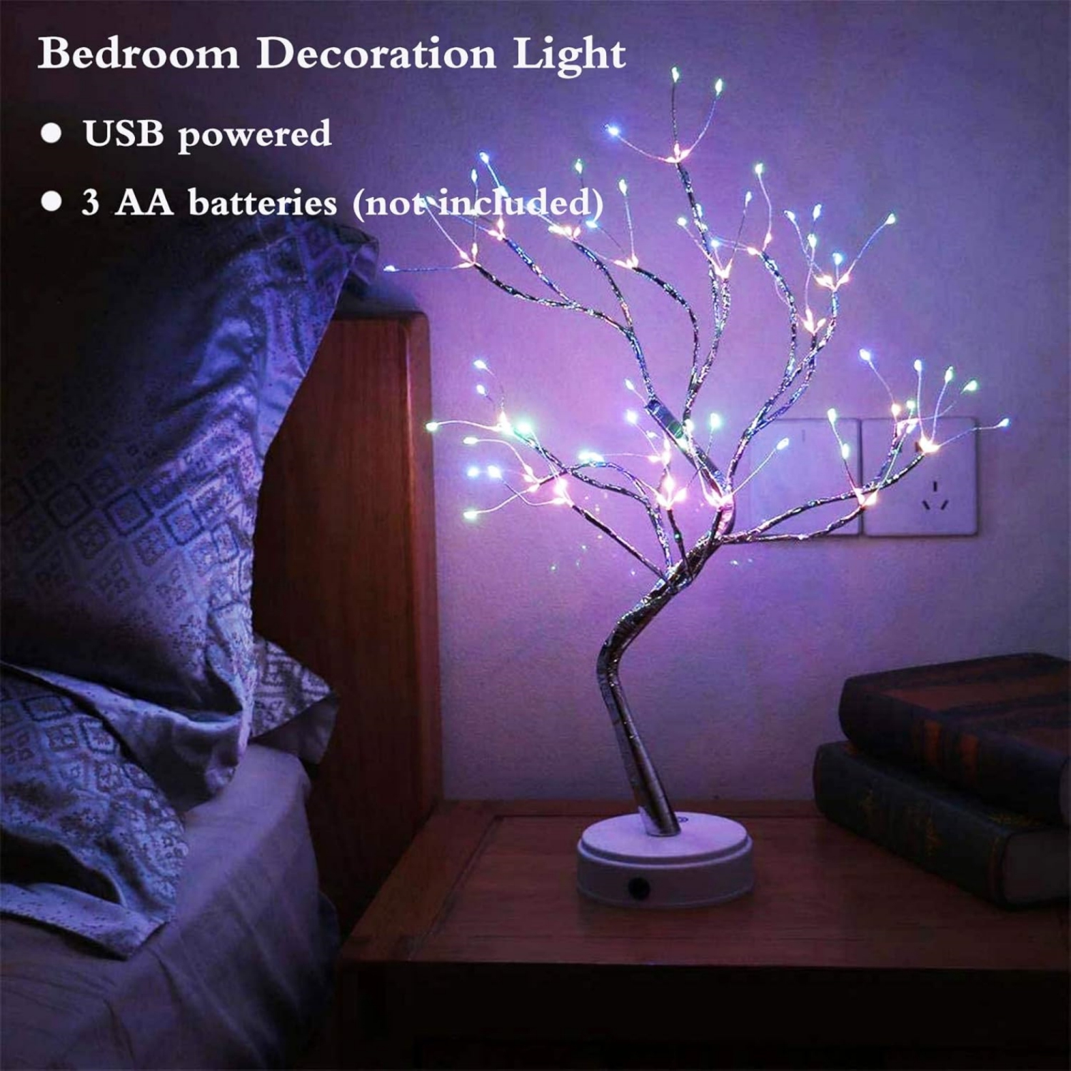 20" 108 LED Tabletop Bonsai Tree Light, Sparkly Fairy Spirit Tree Lights, Battery/USB Operated, DIY Artificial Tree Lamp for Bedroom Desktop
