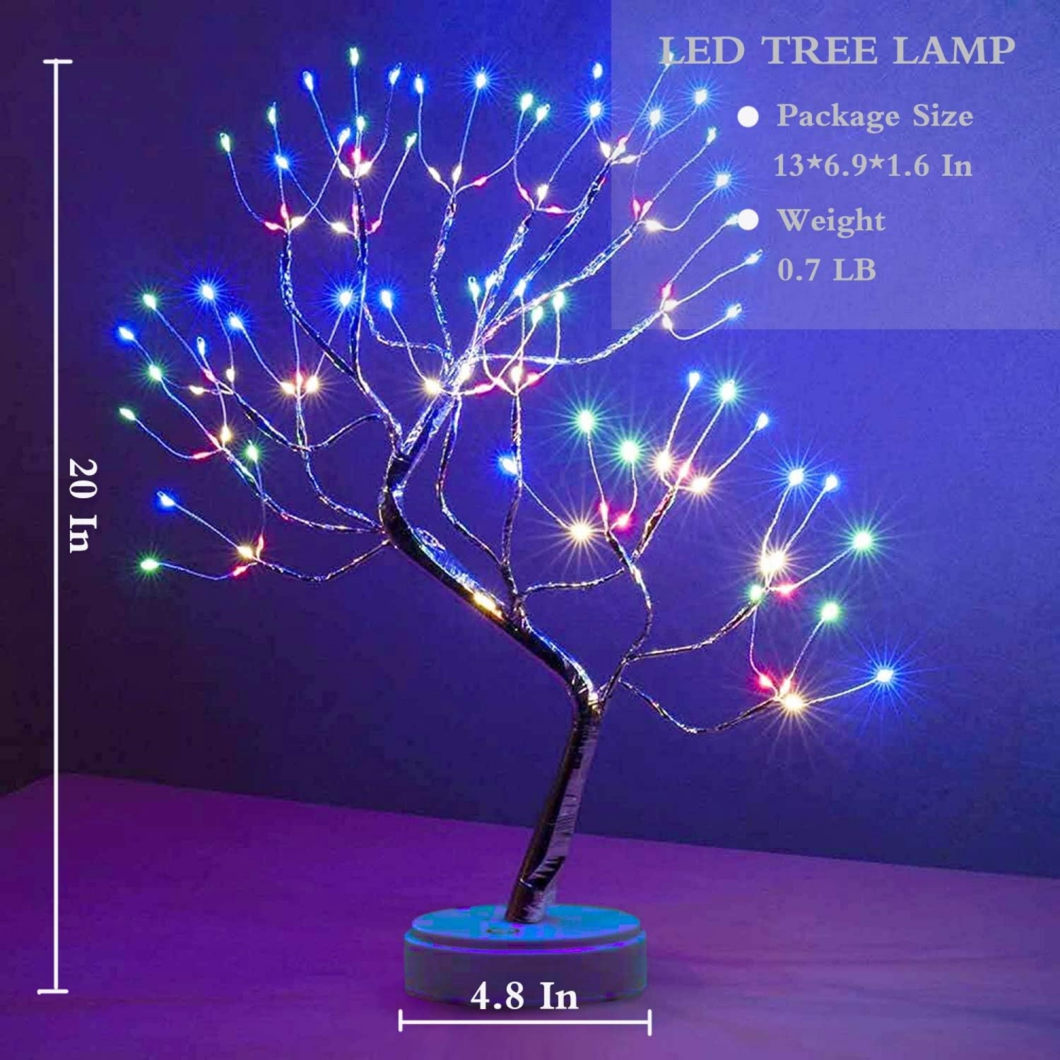 20" 108 LED Tabletop Bonsai Tree Light, Sparkly Fairy Spirit Tree Lights, Battery/USB Operated, DIY Artificial Tree Lamp for Bedroom Desktop