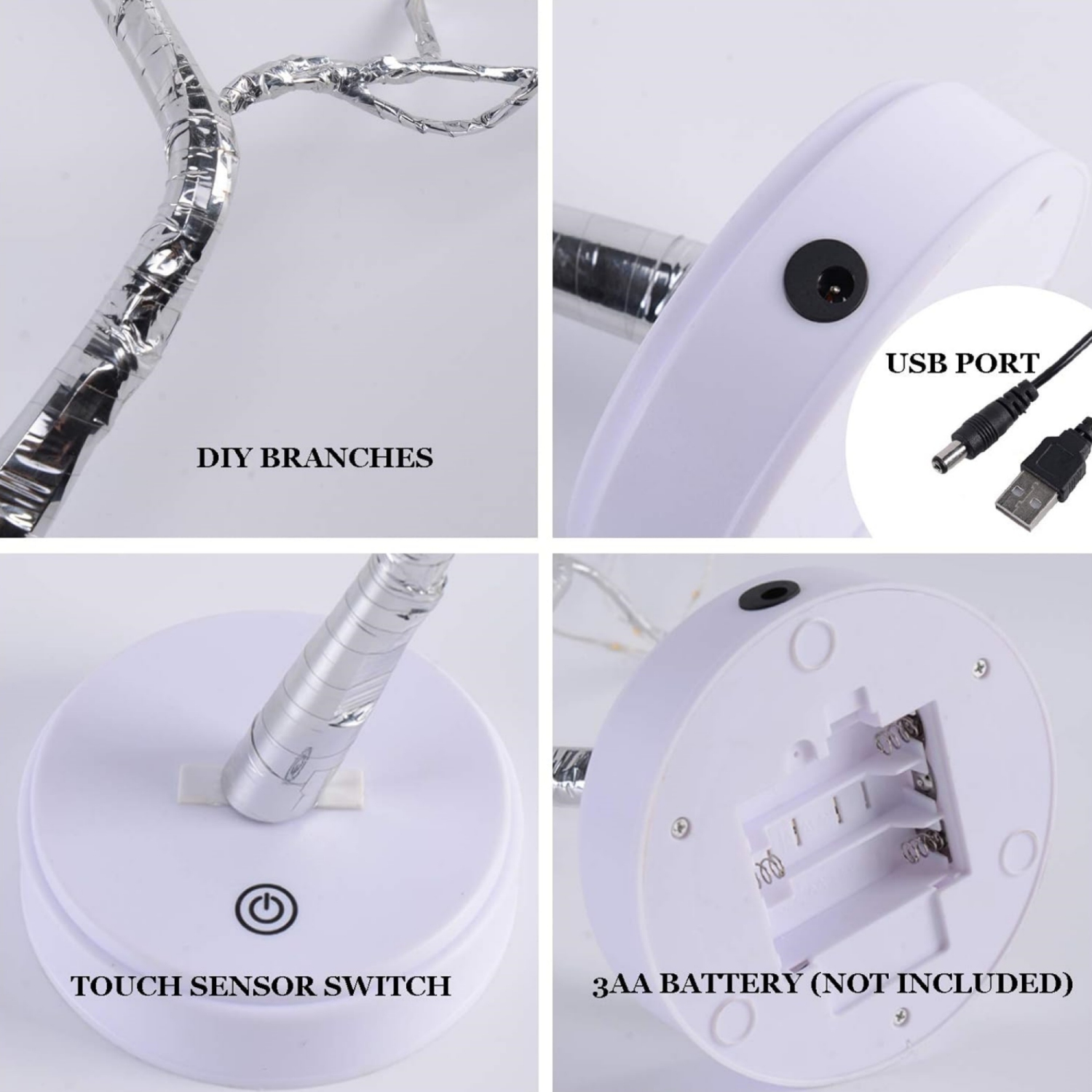 20" 108 LED Tabletop Bonsai Tree Light, Sparkly Fairy Spirit Tree Lights, Battery/USB Operated, DIY Artificial Tree Lamp for Bedroom Desktop