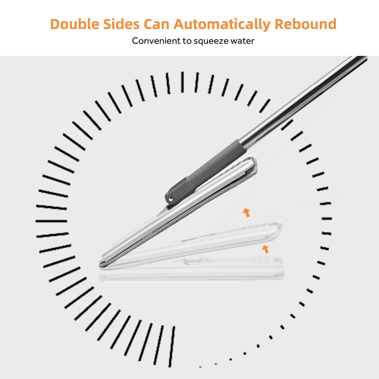 Vadrouille à tête plate et seau à lavage automatique et à pression, 3 tampons en microfibre lavables, système de seau à deux chambres avec tête de