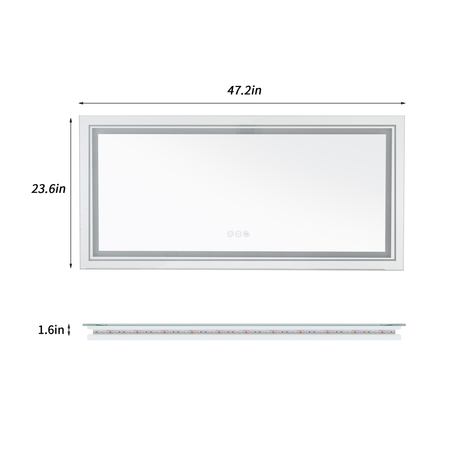 48x24 Inch Extra Large Illuminated LED Bathroom Mirror Dimmable Lighted Vanity Mirror With Demister Pad Smart Touch Sensor Backlit Lighted Makeup