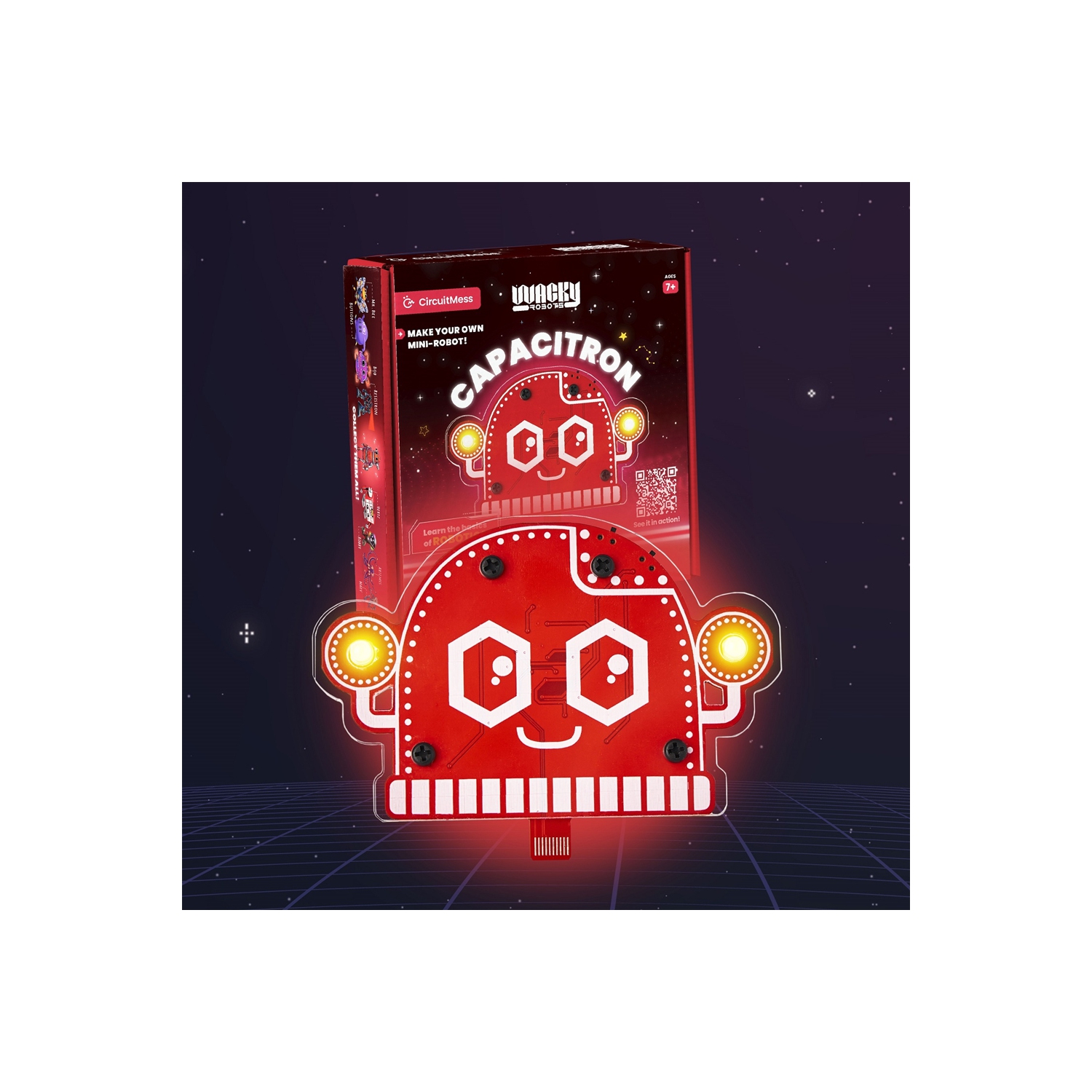 CircuitMess Wacky Robots Capacitron - Mini ensemble de robots à installer soi-même - Apprenez les oscillateurs, les transistors et les