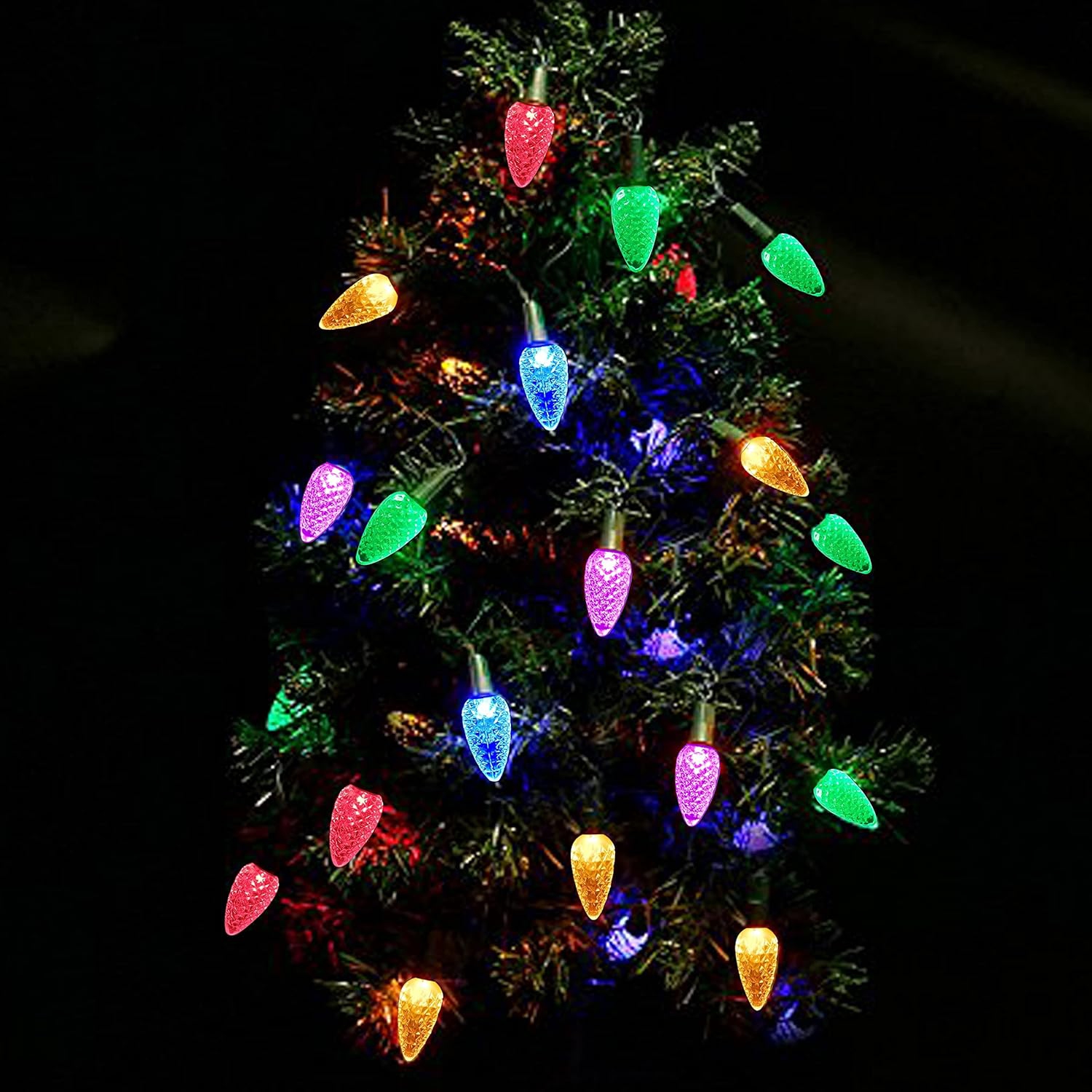 C6 Christmas Lights, 50 LED Strawberry String Lights, 18FT Multicolor C6 Lights, Fairy Lights