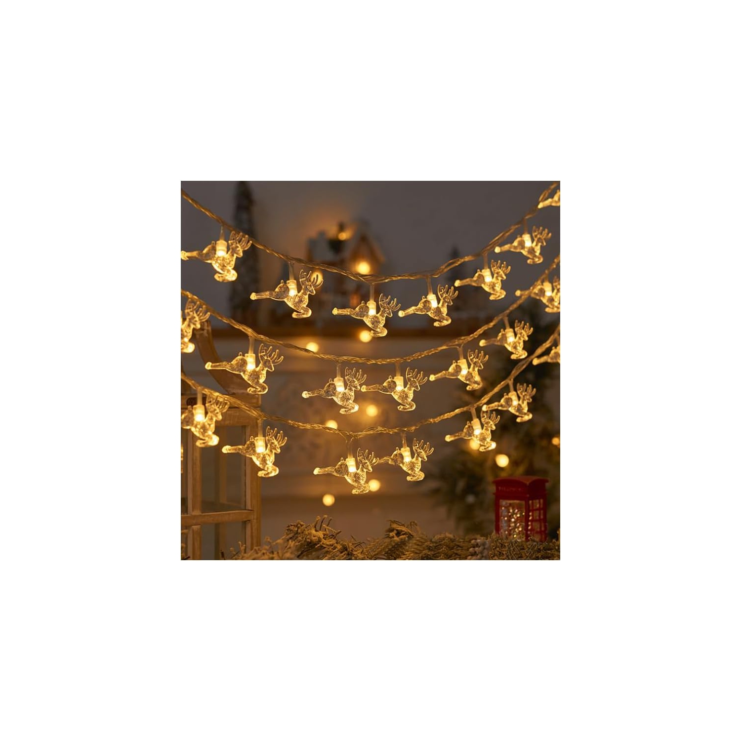 LED Christmas Lights String Snow elk Christmas Tree String Lights Christmas Decorated Small Colored Flashing Lights