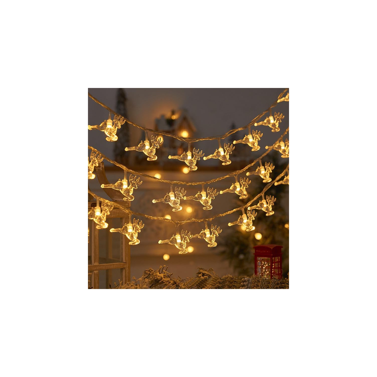 LED Christmas Lights String Snow elk Christmas Tree String Lights Christmas Decorated Small Colored Flashing Lights