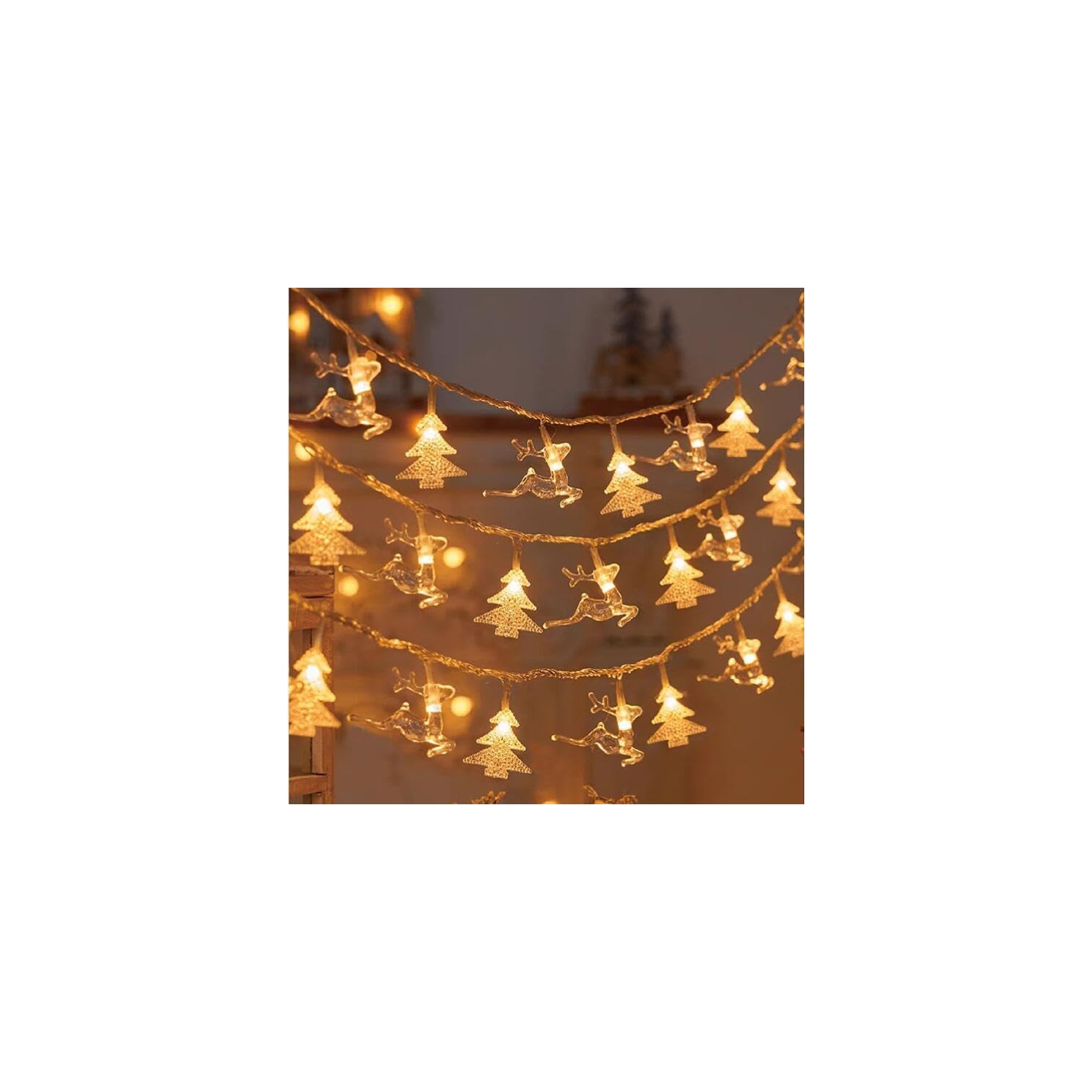 Guirlande de lumières de Noël en forme de wapiti des neiges de LED, petites lumières de Noël décorées et clignotantes colorées