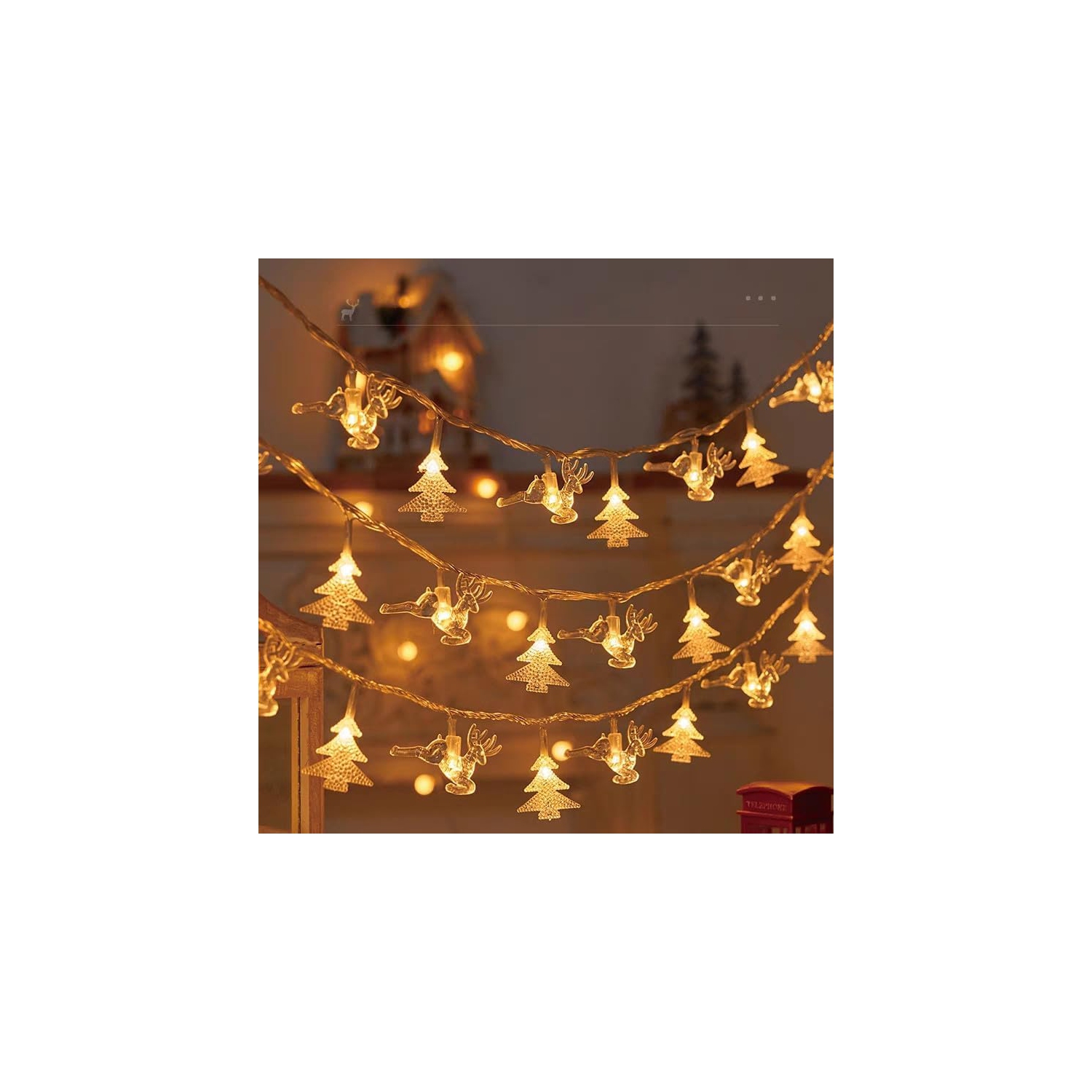 Guirlande de lumières de Noël en forme de wapiti des neiges de LED, petites lumières de Noël décorées et clignotantes colorées