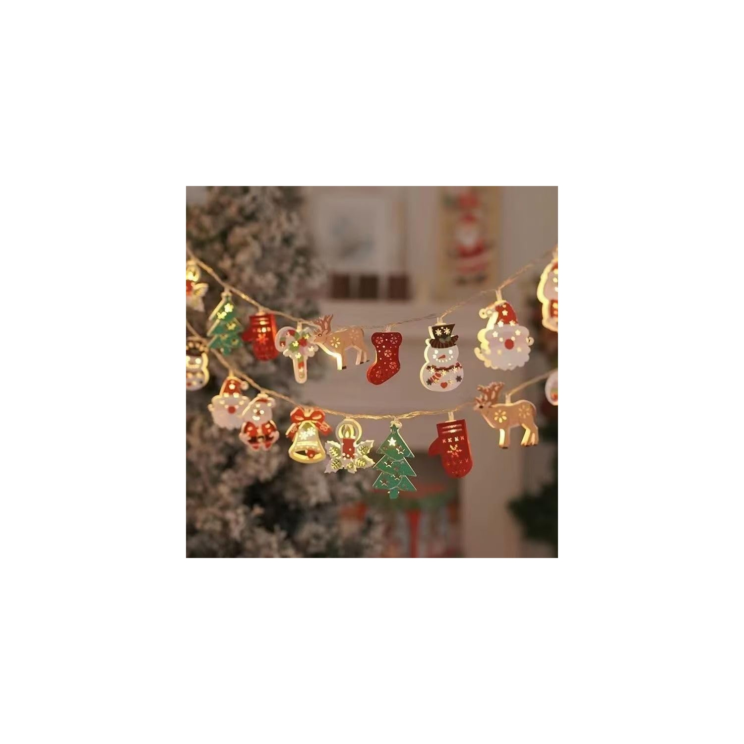 Guirlande d'étoiles d'arbre de Noël, Lumière d'ambiance, Décoration de chambre, 20 LED, 9.8&nbsp;pi, Alimentation USB（Lumières restantes allumées）