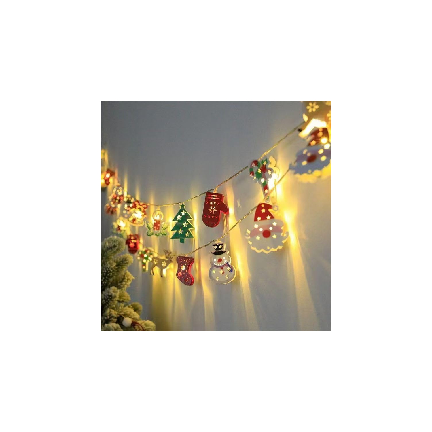 Guirlande d'étoiles d'arbre de Noël, Lumière d'ambiance, Décoration de chambre, 20 LED, 9.8&nbsp;pi, Alimentation USB（Lumières restantes allumées）