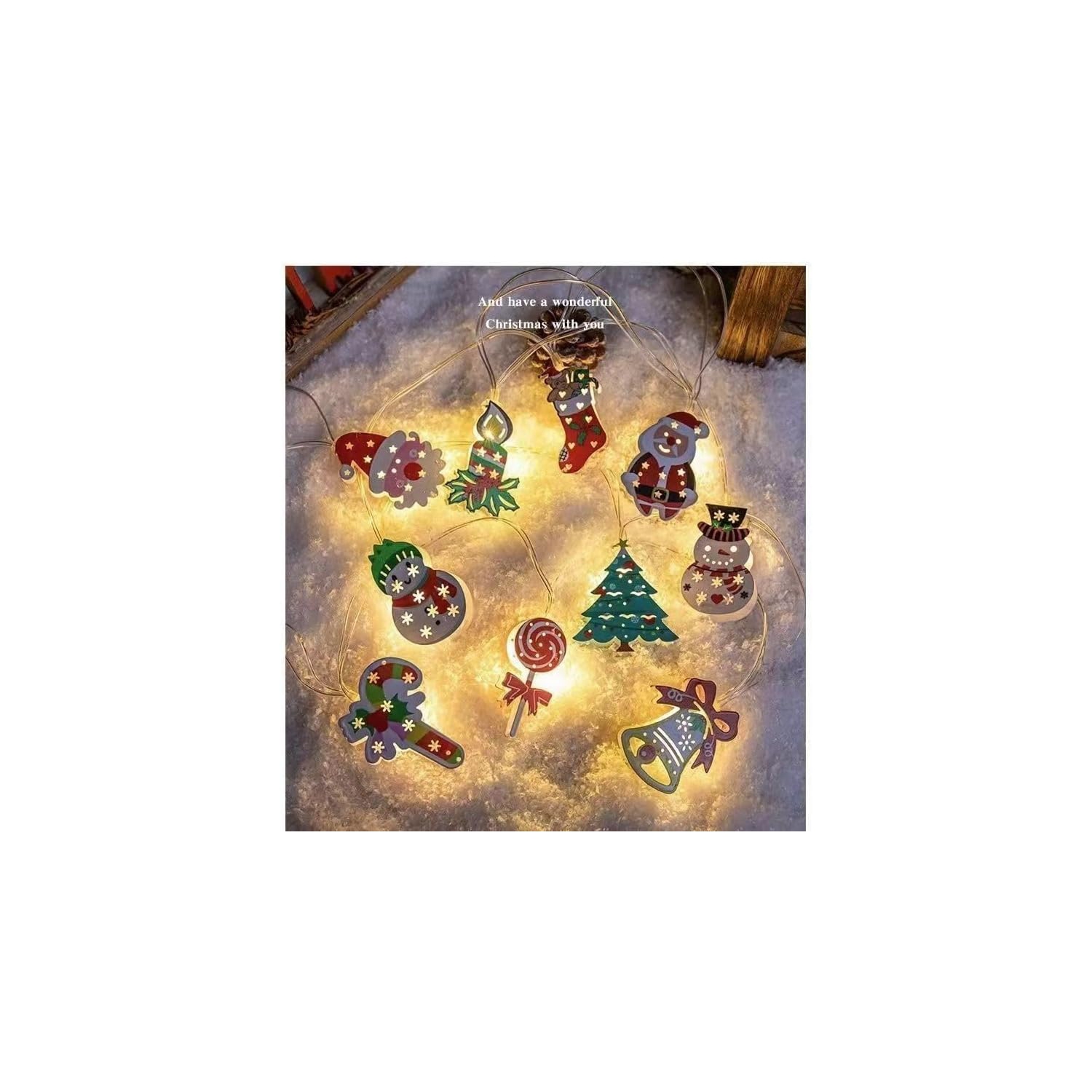 Guirlande d'étoiles d'arbre de Noël, Lumière d'ambiance, Décoration de chambre, 20 LED, 9.8&nbsp;pi, Alimentation USB（Lumières restantes allumées）