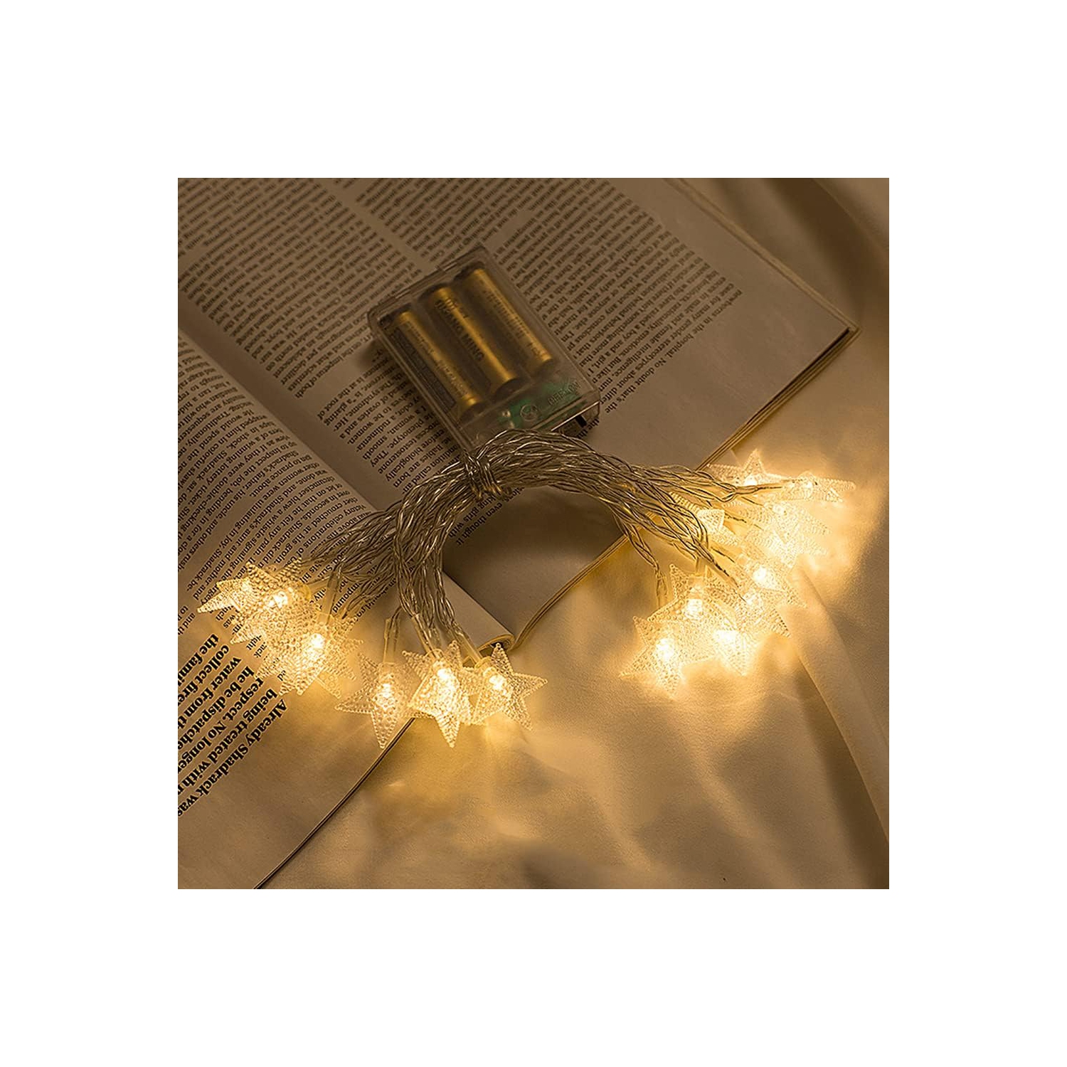 Jeu de lumières en étoile 19,6pi 40 LED Fées Lumières de Noël étanches intérieures/extérieures à piles pour chambre à coucher Party Wedding Noël