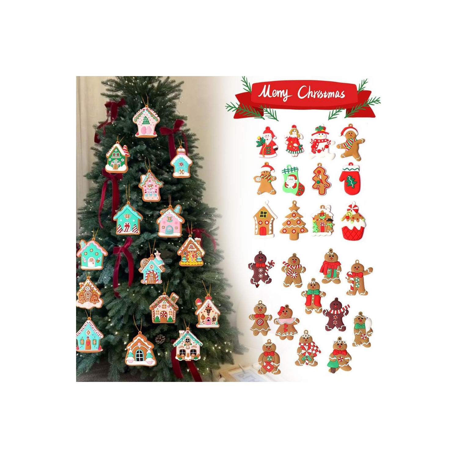 Nouvelle décoration maison 2024 Décorations de Noël en pain d'épice pour Noël arbre de Noël Noël Noël Décoration de fête des fêtes artisanale