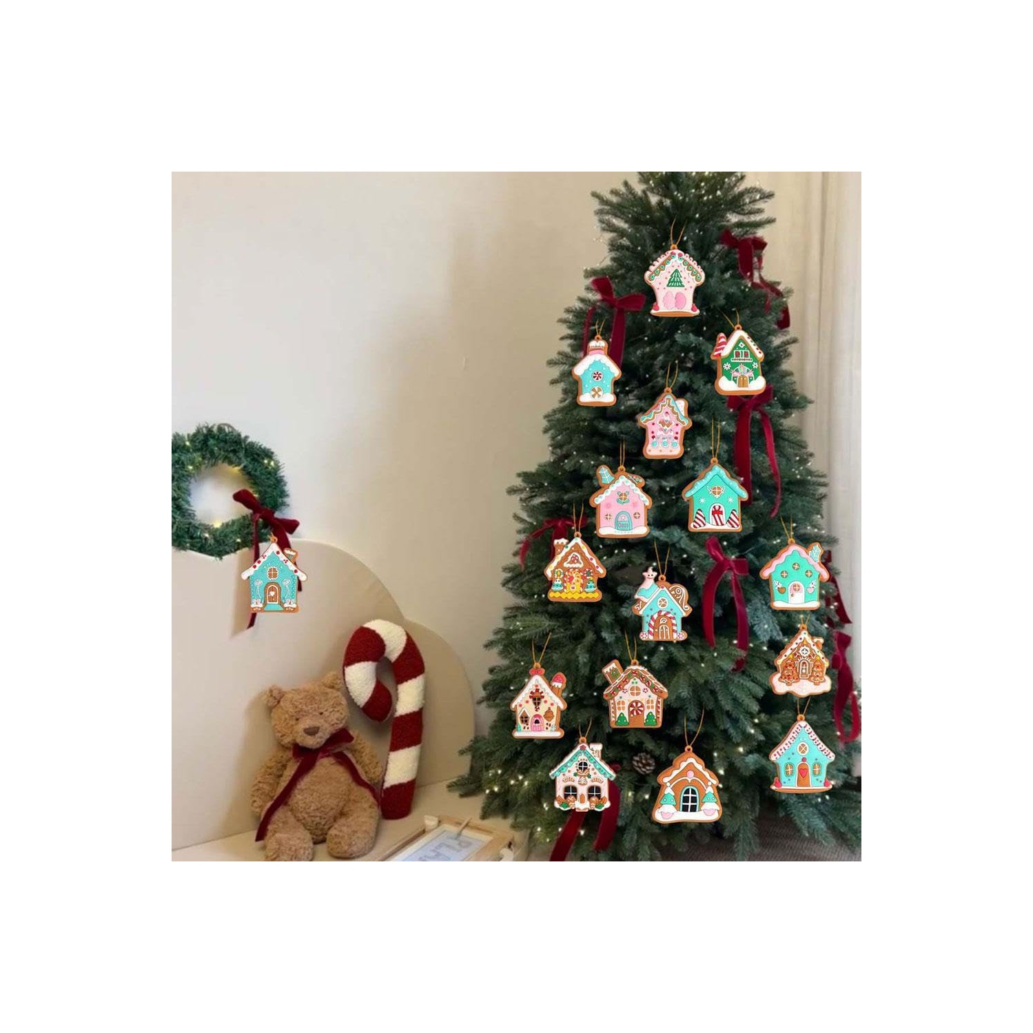 Nouvelle décoration maison 2024 Décorations de Noël en pain d'épice pour Noël arbre de Noël Noël Noël Décoration de fête des fêtes artisanale