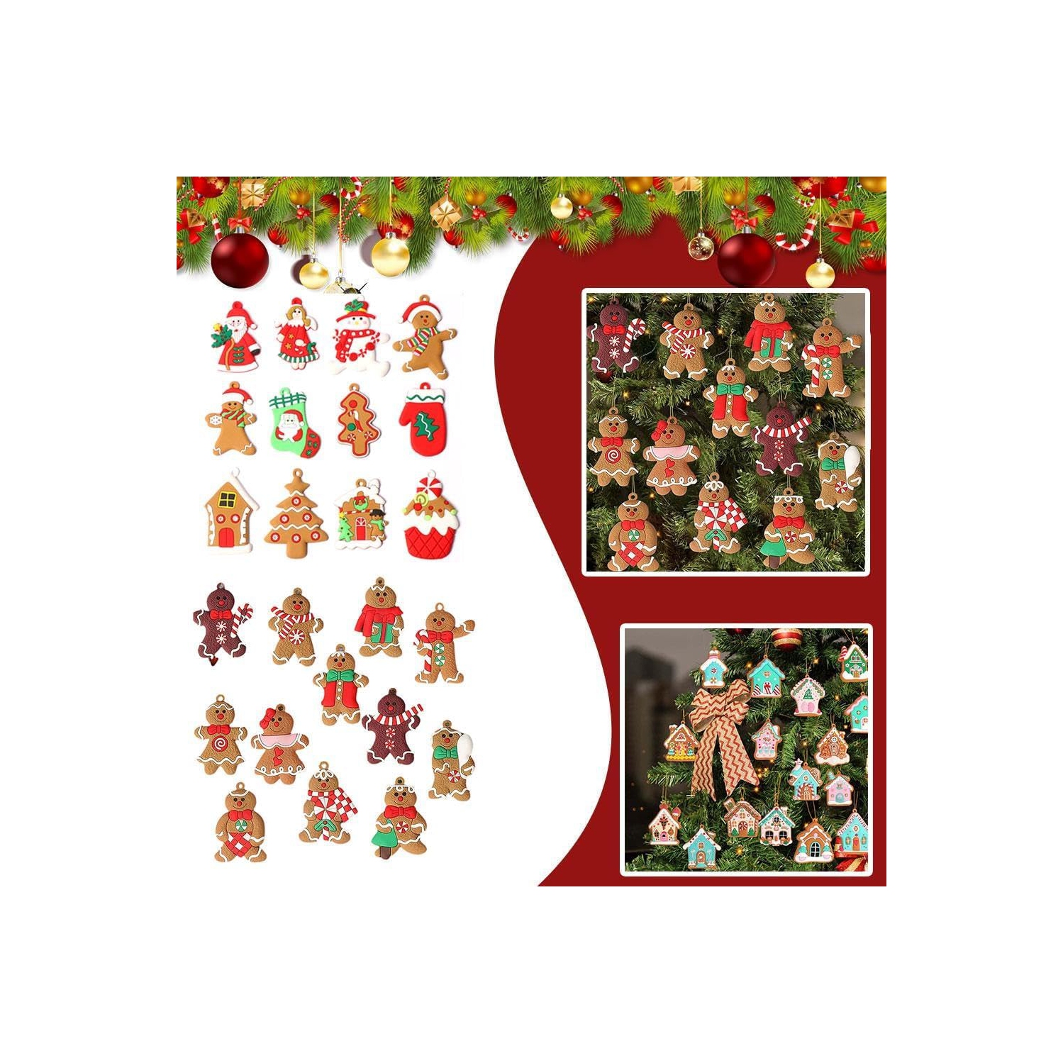 Nouvelle décoration maison 2024 Décorations de Noël en pain d'épice pour Noël arbre de Noël Noël Noël Décoration de fête des fêtes artisanale