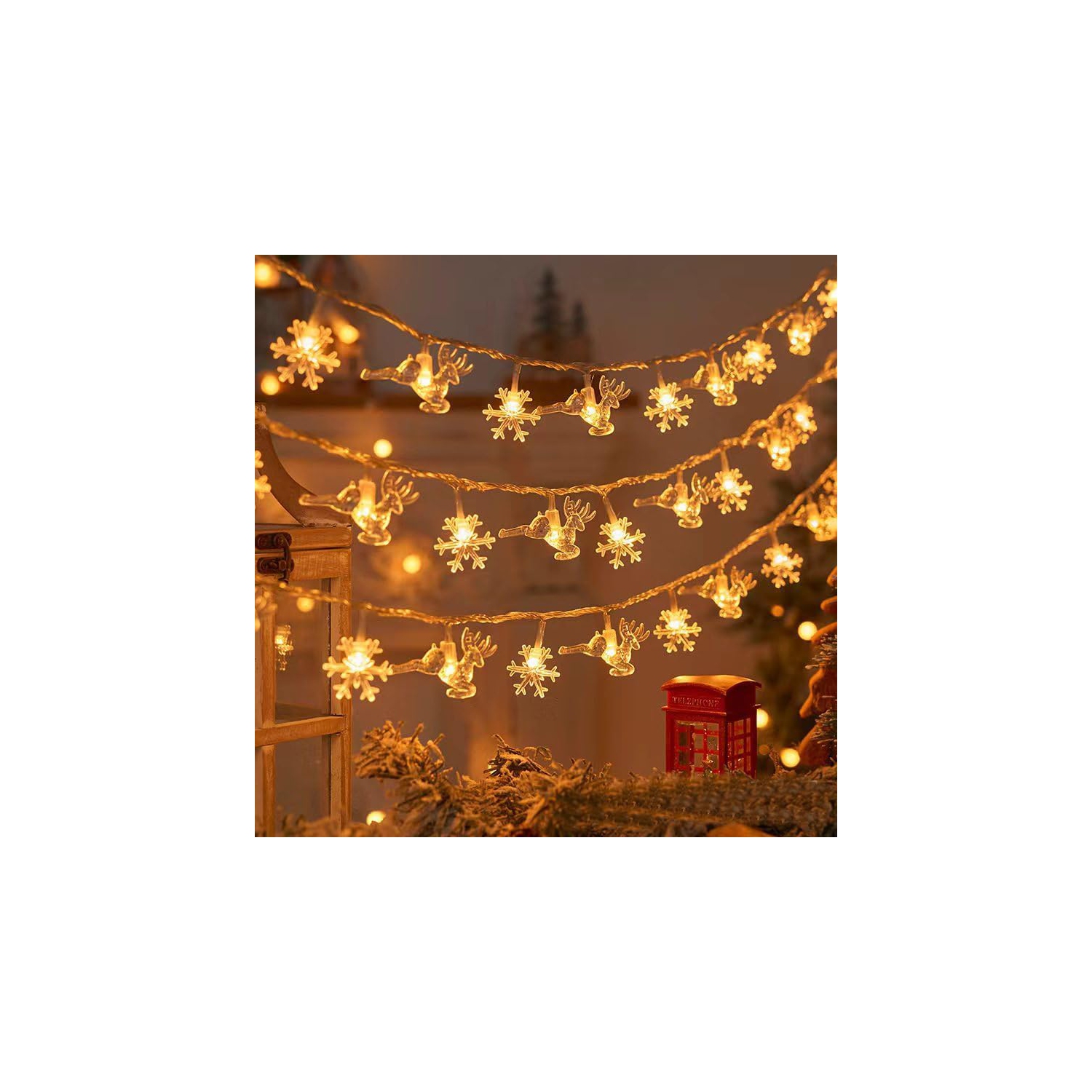 LED Christmas Lights String Snow elk Christmas Tree String Lights Christmas Decorated Small Colored Flashing Lights