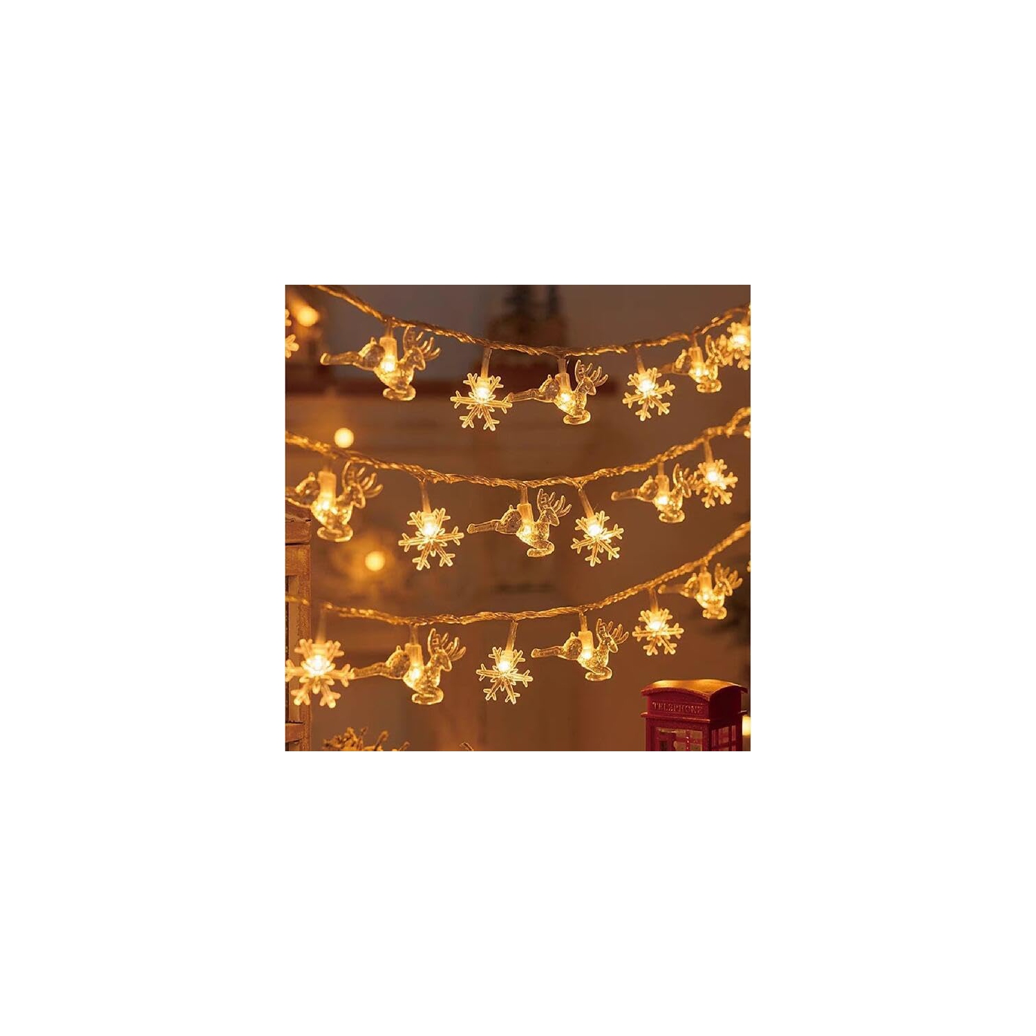 LED Christmas Lights String Snow elk Christmas Tree String Lights Christmas Decorated Small Colored Flashing Lights