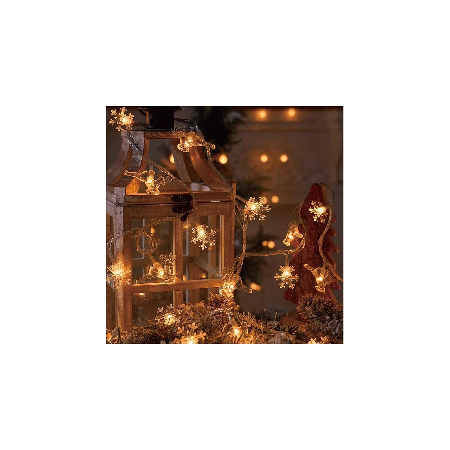 LED Christmas Lights String Snow elk Christmas Tree String Lights Christmas Decorated Small Colored Flashing Lights