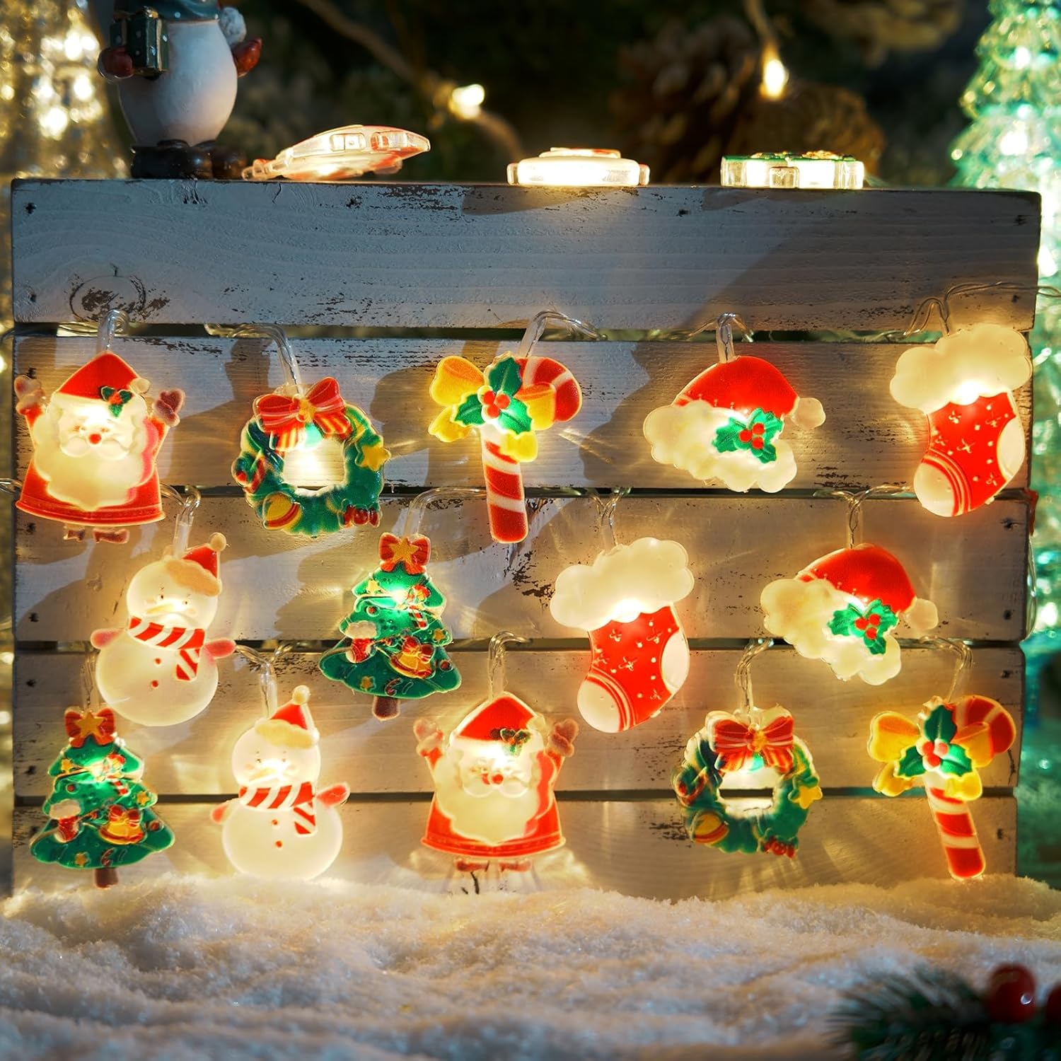 Christmas Lights, 20 LED Christmas String Lights Decorations Christmas Day Santa Claus Ornaments Waterproof Battery Operated Indoor & Outdoor String