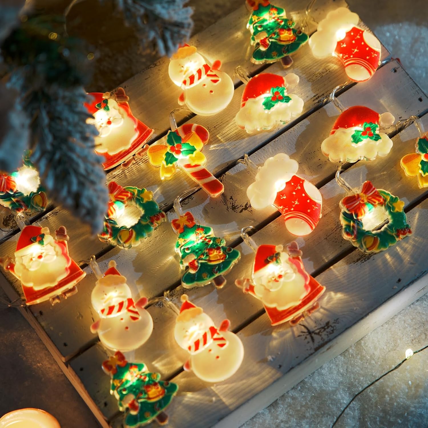 Christmas Lights, 20 LED Christmas String Lights Decorations Christmas Day Santa Claus Ornaments Waterproof Battery Operated Indoor & Outdoor String