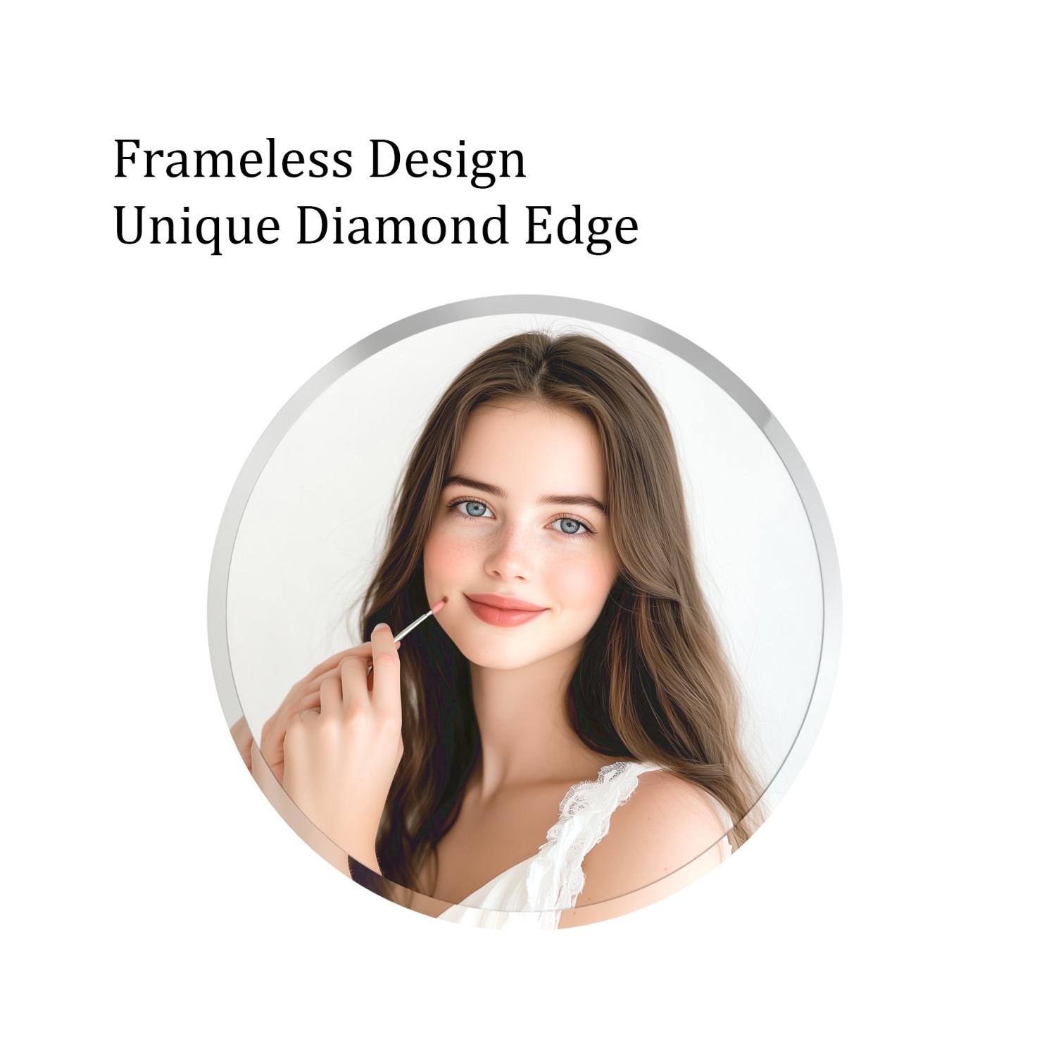 24 Inch Frameless Round Wall Hanging Mirror Silver Glass Mirror Vanity Makeup Mirror with Beveled Polished Edge for Livingroom Bathroom Entryway