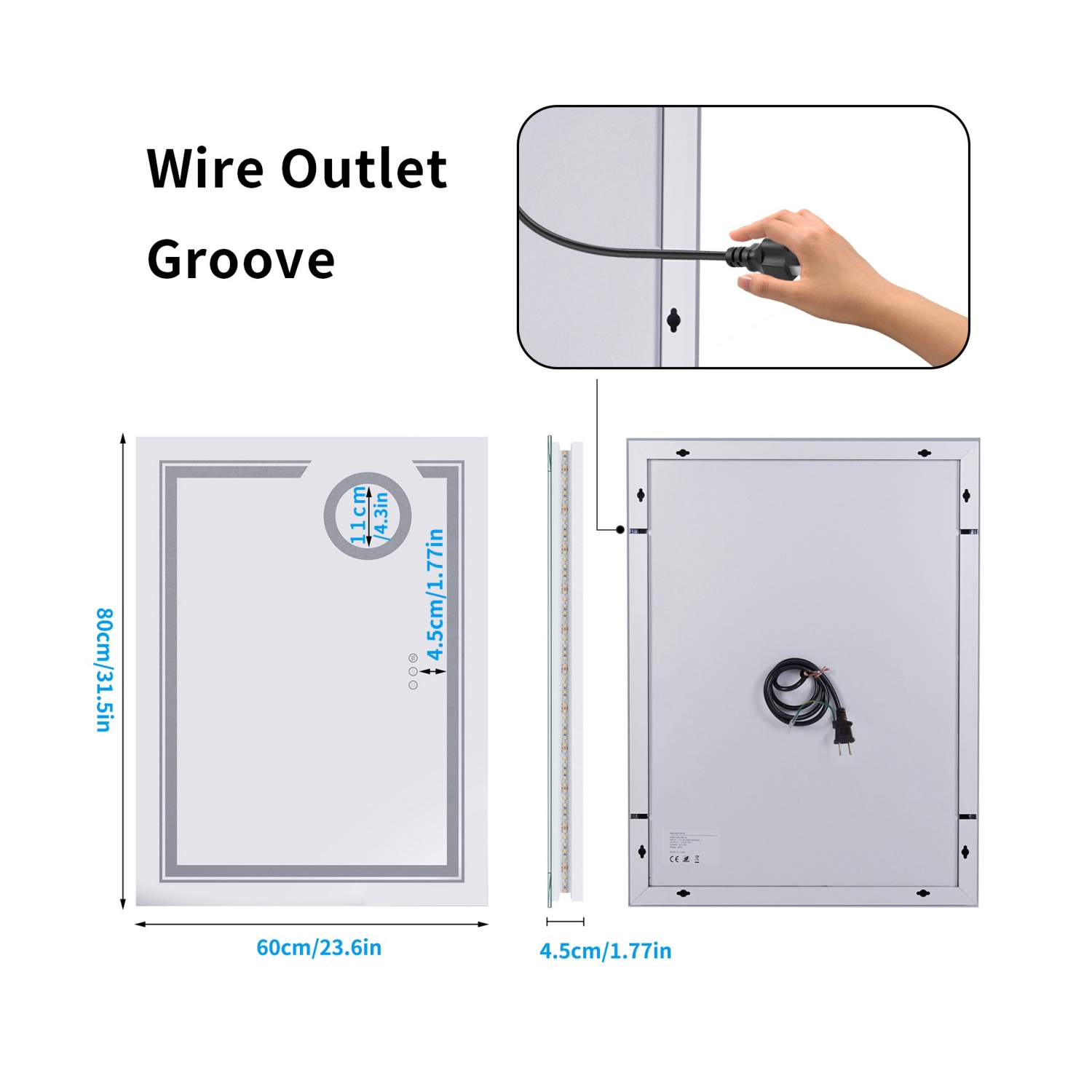 24x32 Inch LED Dimmable Bathroom Mirror Backlit Front Lighted Wall Vanity Mirror with 3X Magnifying,Smart Touch,3 Lighting Colors,Memory