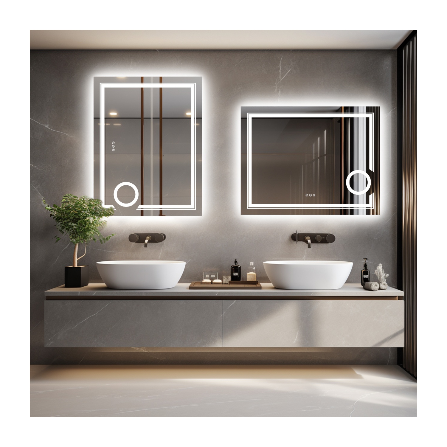 24x32 Inch LED Dimmable Bathroom Mirror Backlit Front Lighted Wall Vanity Mirror with 3X Magnifying,Smart Touch,3 Lighting Colors,Memory