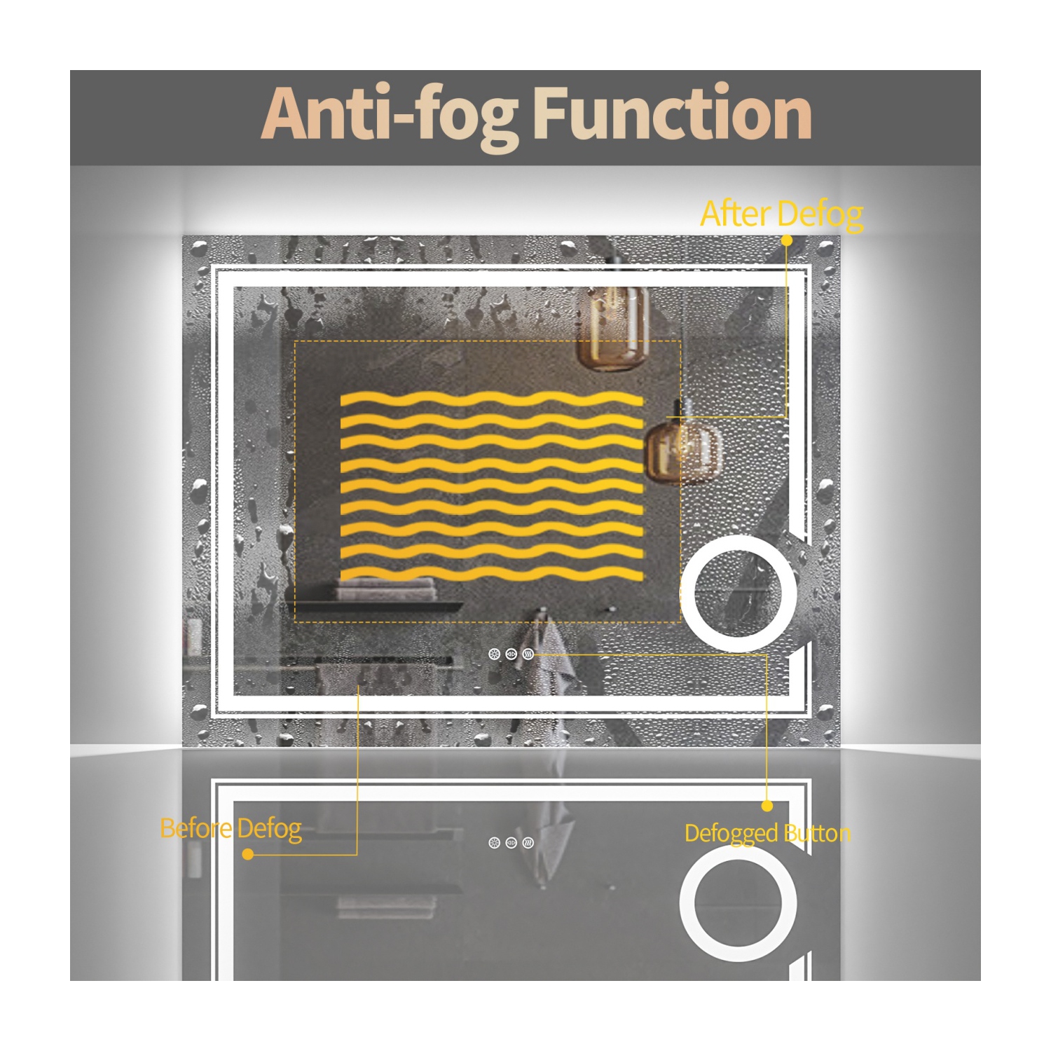 24x32 Inch LED Dimmable Bathroom Mirror Backlit Front Lighted Wall Vanity Mirror with 3X Magnifying,Smart Touch,3 Lighting Colors,Memory