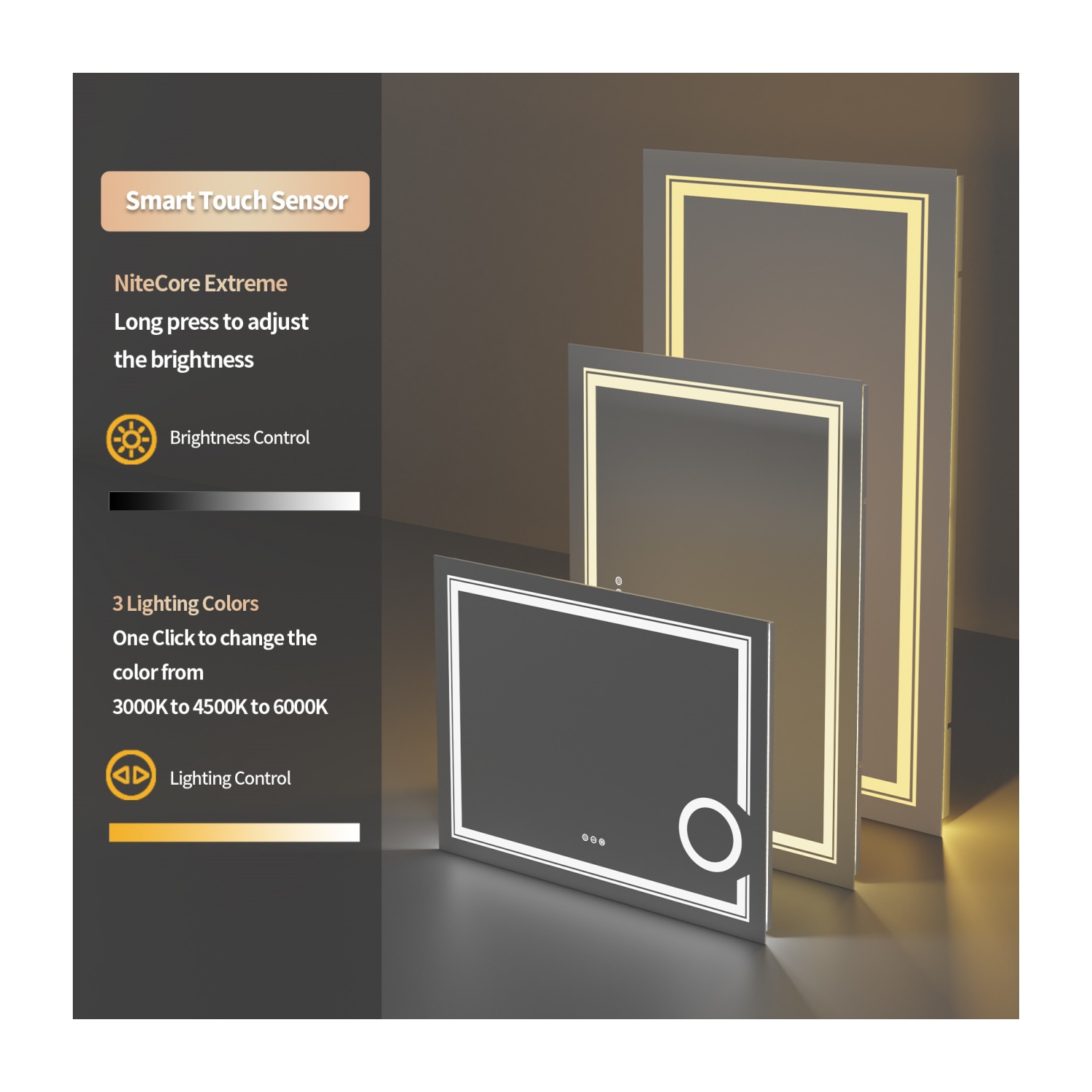 24x32 Inch LED Dimmable Bathroom Mirror Backlit Front Lighted Wall Vanity Mirror with 3X Magnifying,Smart Touch,3 Lighting Colors,Memory