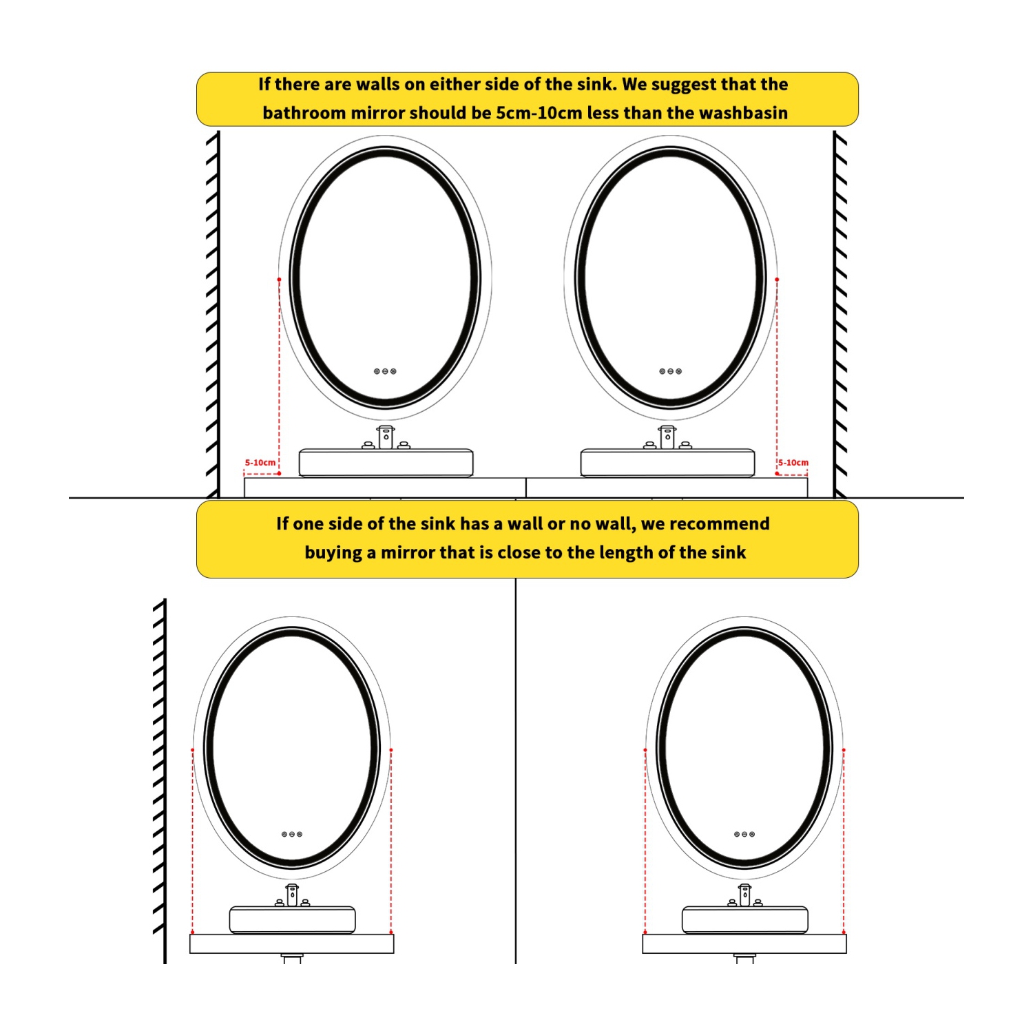 20x28 Inch Oval Bathroom Mirror 3 Lights Memory Function Smart Touch Sensor Anti-fog Makeup Mirror with Backlit Front Lighted