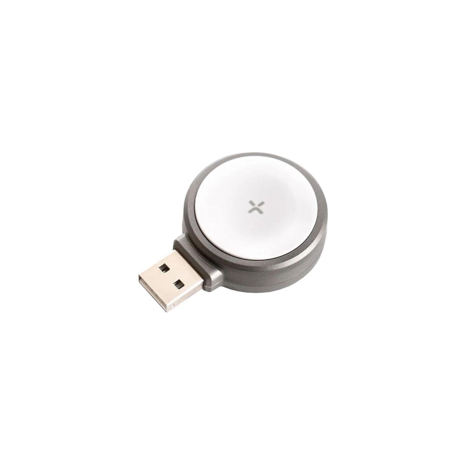 Tylt Tag – Chargeur pour Apple Watch avec connecteur USB-A pour chargeur pour Apple Watch | Couleur&nbsp;: Argenté/blanc
