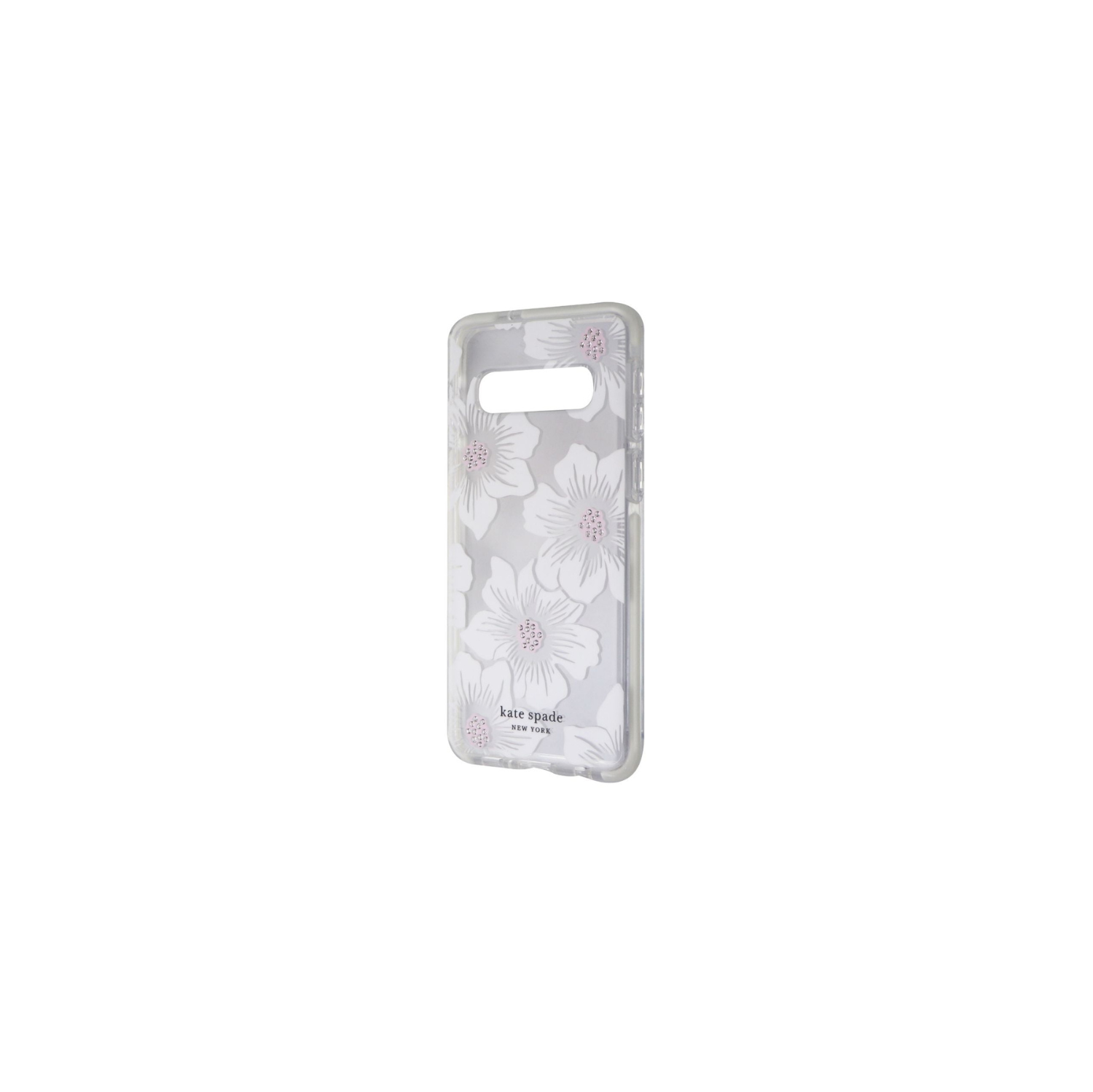 Kate Spade Defensive Hardshell Case for Samsung Galaxy S10 | White Hollyhock Clear