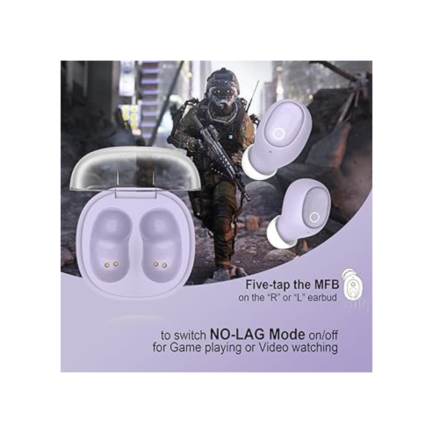 eleror Wireless Earbuds for Small Ears Women Men, Purple Bluetooth Earbuds for Small Ear Canals, Mini Ear Buds Wireless Bluetooth Earphone for