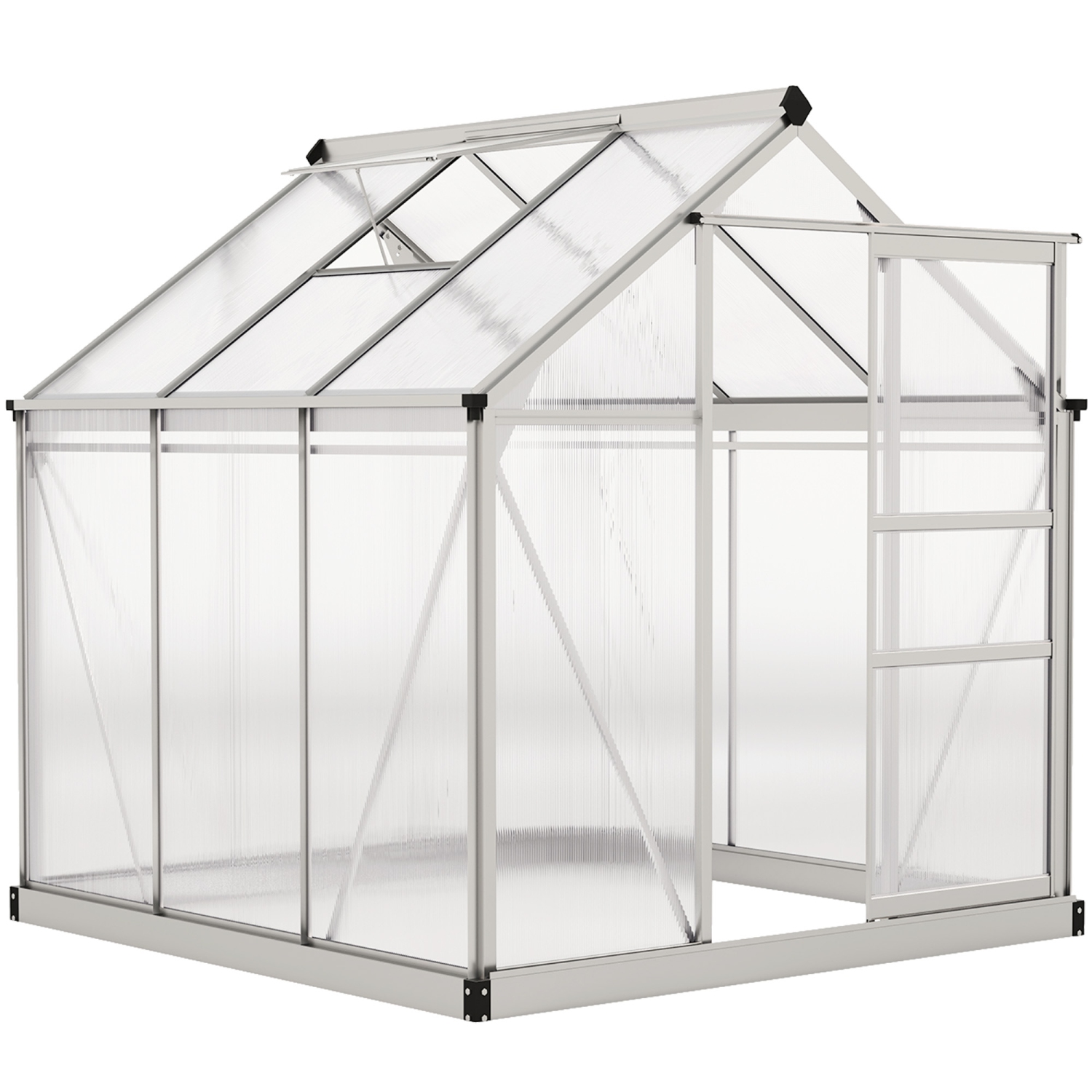 Greenhouse en polycarbonate Outsunny, 6 x 6 x 6,6 pi, ensemble de maison verte, plantes cultivées, cadre en feuille en aluminium galvanisé avec
