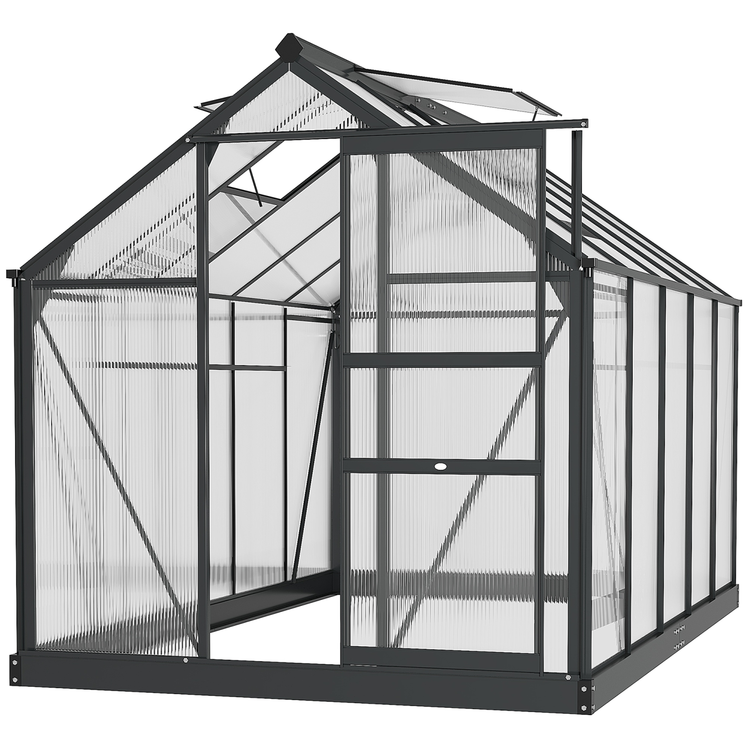Greenhouse en polycarbonate Outsunny, 6 x 10 x 6,6 pi, ensemble de maison verte, plantes cultivées, cadre en feuille en aluminium galvanisé avec