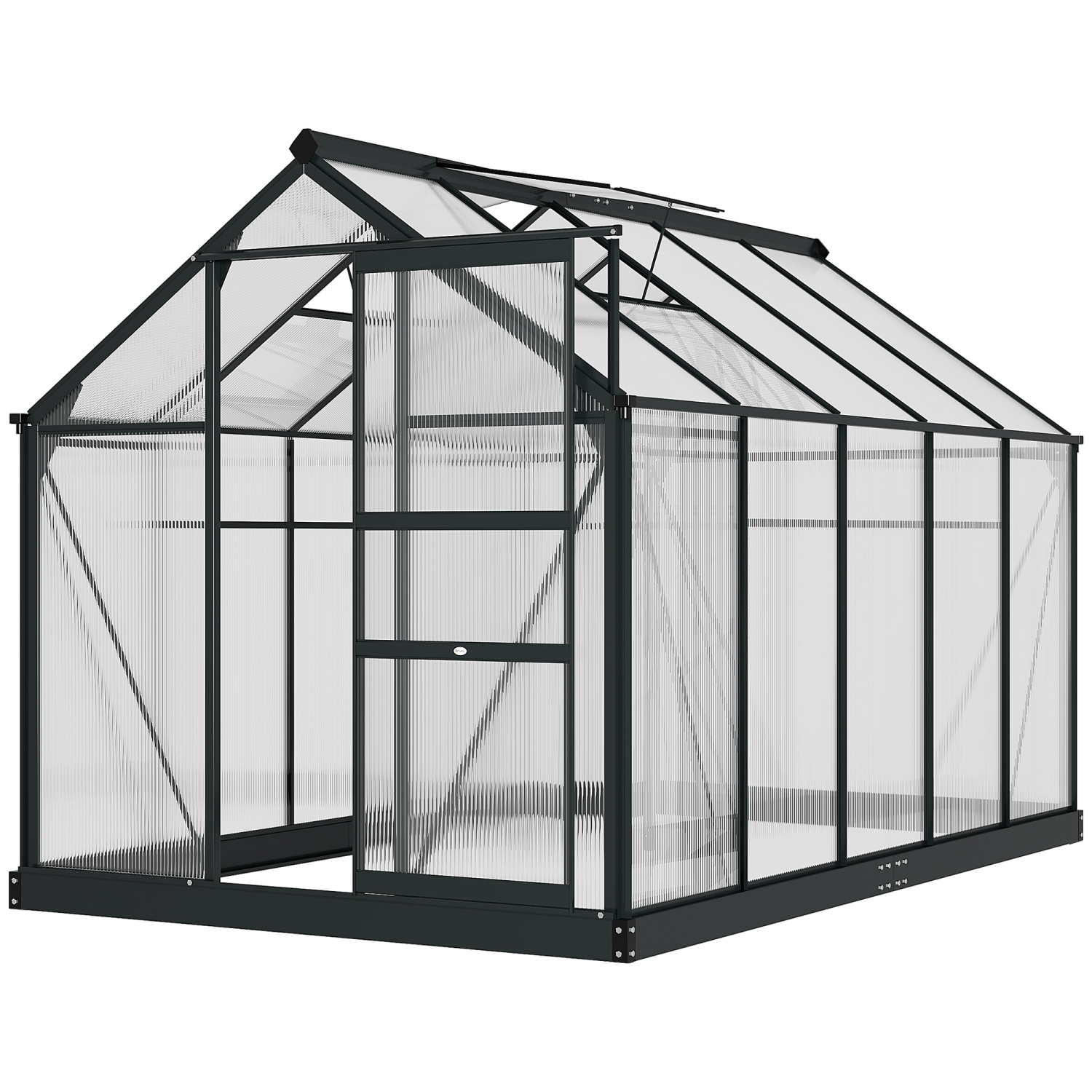 Greenhouse en polycarbonate Outsunny, 6 x 10 x 6,6 pi, ensemble de maison verte, plantes cultivées, cadre en feuille en aluminium galvanisé avec