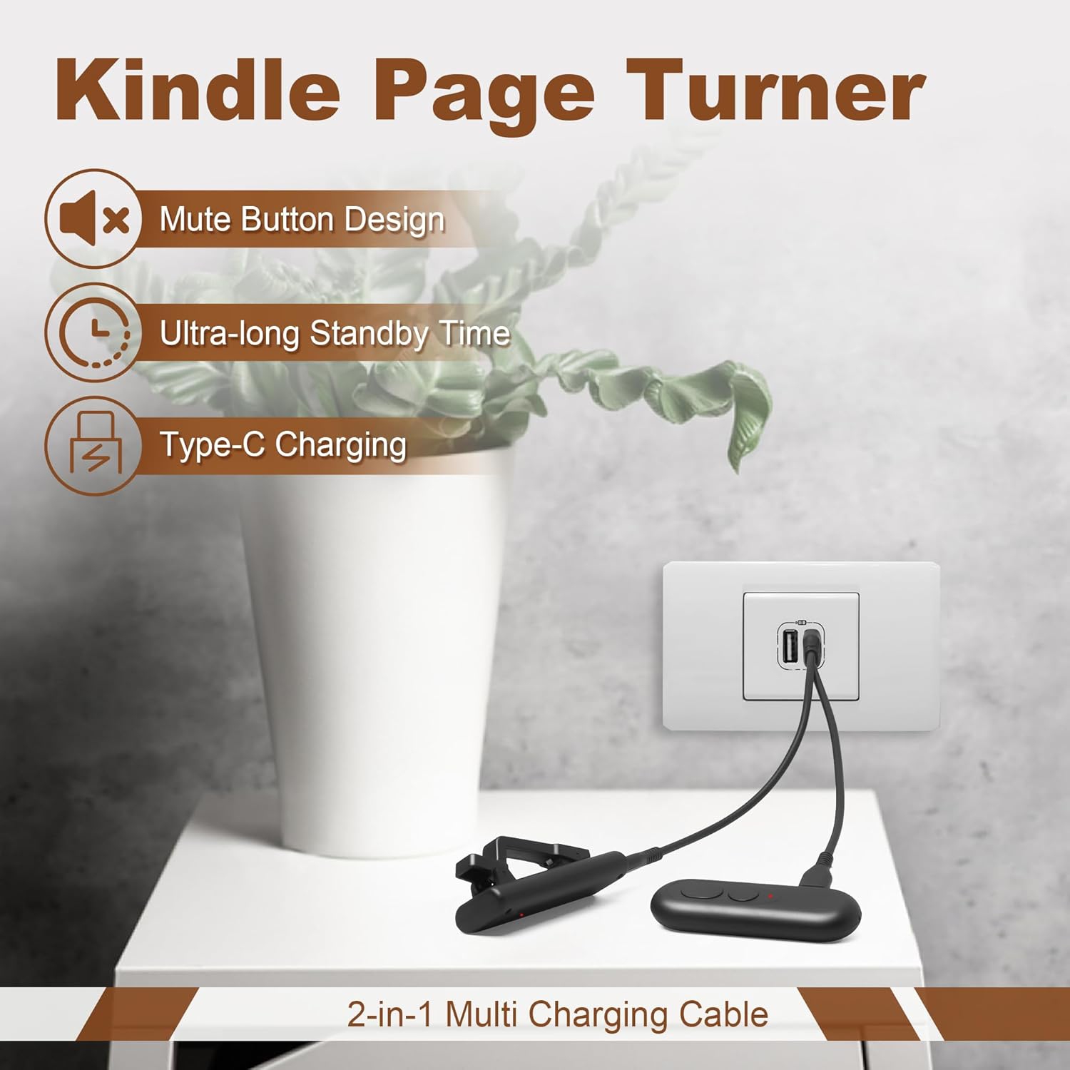 Commande Page Turner pour Kindle Paperwhite Lecteurs électroniques Kobo, Tourne-page à distance pour téléphone/iPad/tablettes Android Appareil photo