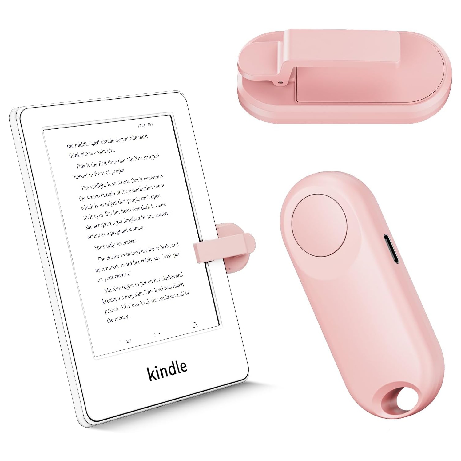 Remote Control Page Turner for Kindle Paperwhite Accessories Ipad Reading, iPhone Tablets Android Taking Photos Camera Video Recording Remote, Pink