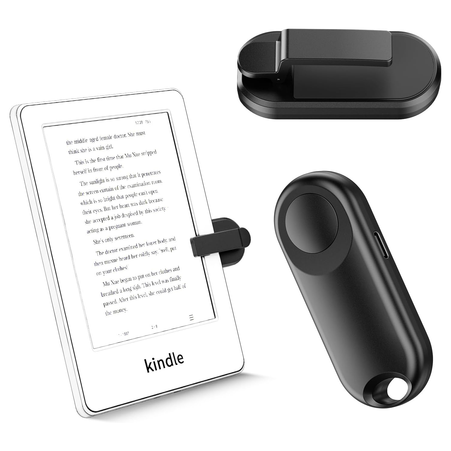 Remote Control Page Turner for Kindle Paperwhite Accessories Ipad Reading, iPhone Tablets Android Taking Photos Camera Video Recording Remote, Black