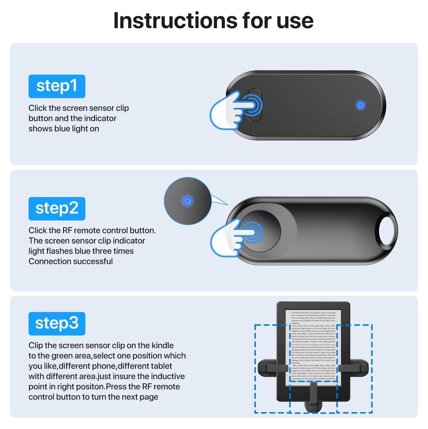 Remote Control Page Turner for Kindle Paperwhite Accessories Ipad Reading, iPhone Tablets Android Taking Photos Camera Video Recording Remote, Black