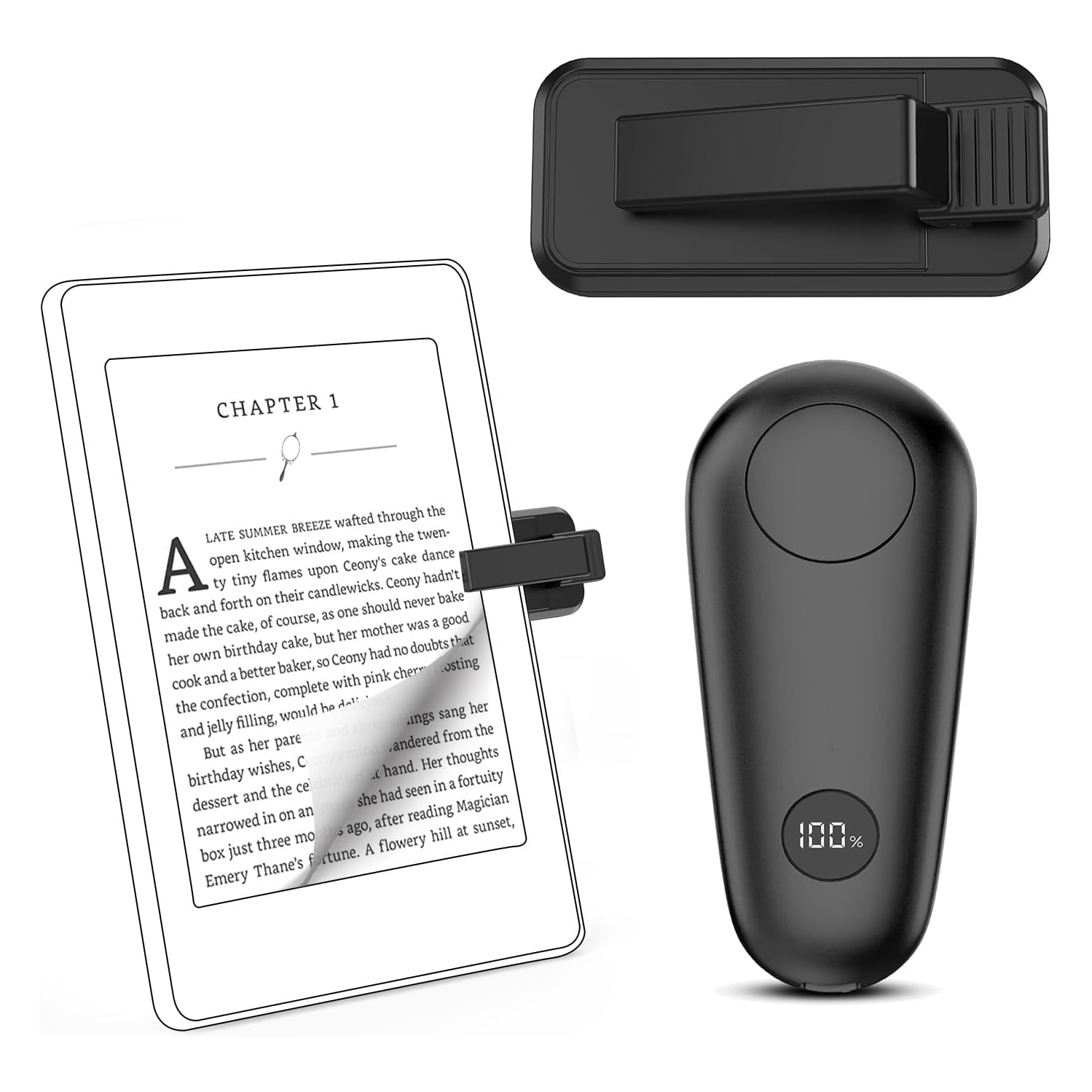 Remote Control Page Turner for Kindle Paperwhite Scribe Accessories, Phone Camera Video Record Triggers Remote, Page Turner Clicker for iPad Tablets,