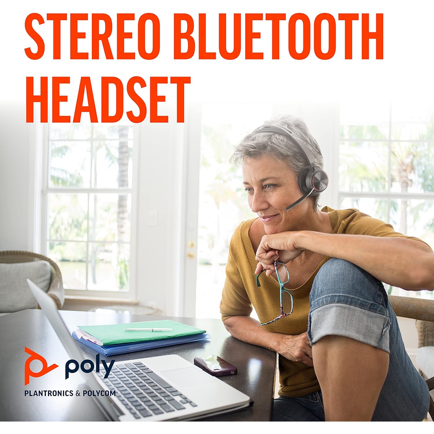 Poly - Voyager Focus 2 UC USB-A Headset - Bluetooth Dual-Ear (Stereo) Headset with Boom Mic - USB-A PC/Mac Compatible - Active Noise Canceling