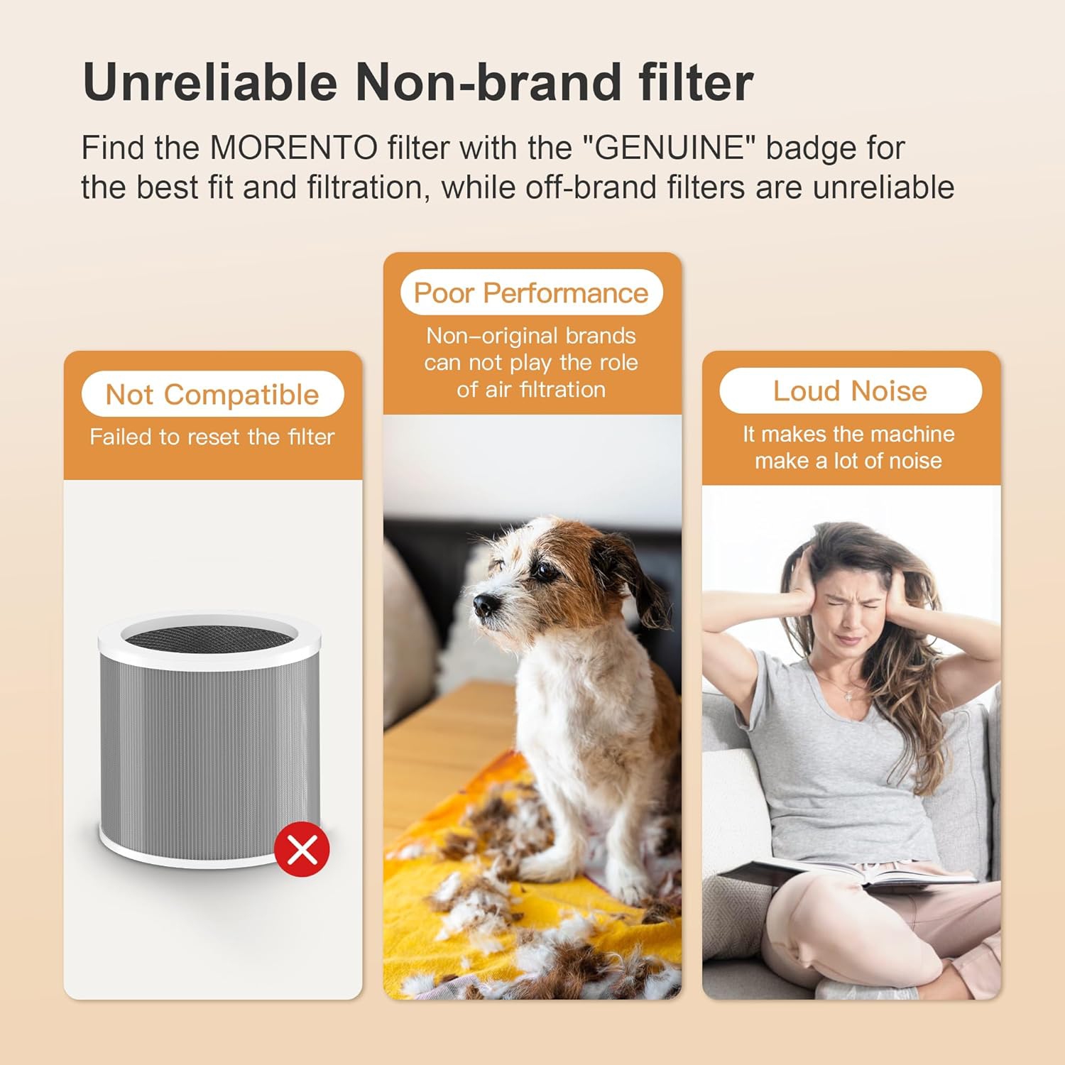 MORENTO HY1800 Genuine Air Purifier Replacement Filter, Ture HEPA Filter , Original Version