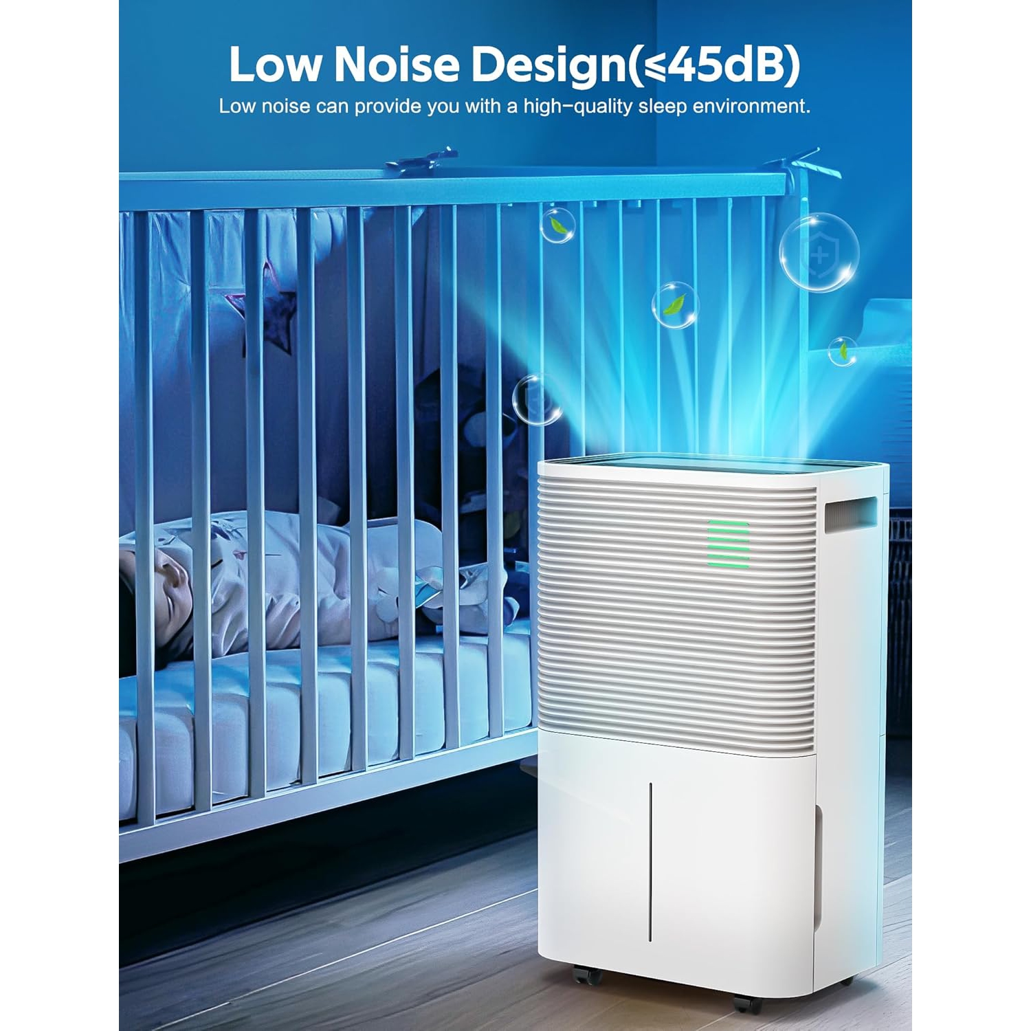 Dehumidifiers for Home, Bathroom, Bedroom, 45 Pints Dehumidifier with Auto Defrost, 4L Water Tank, White