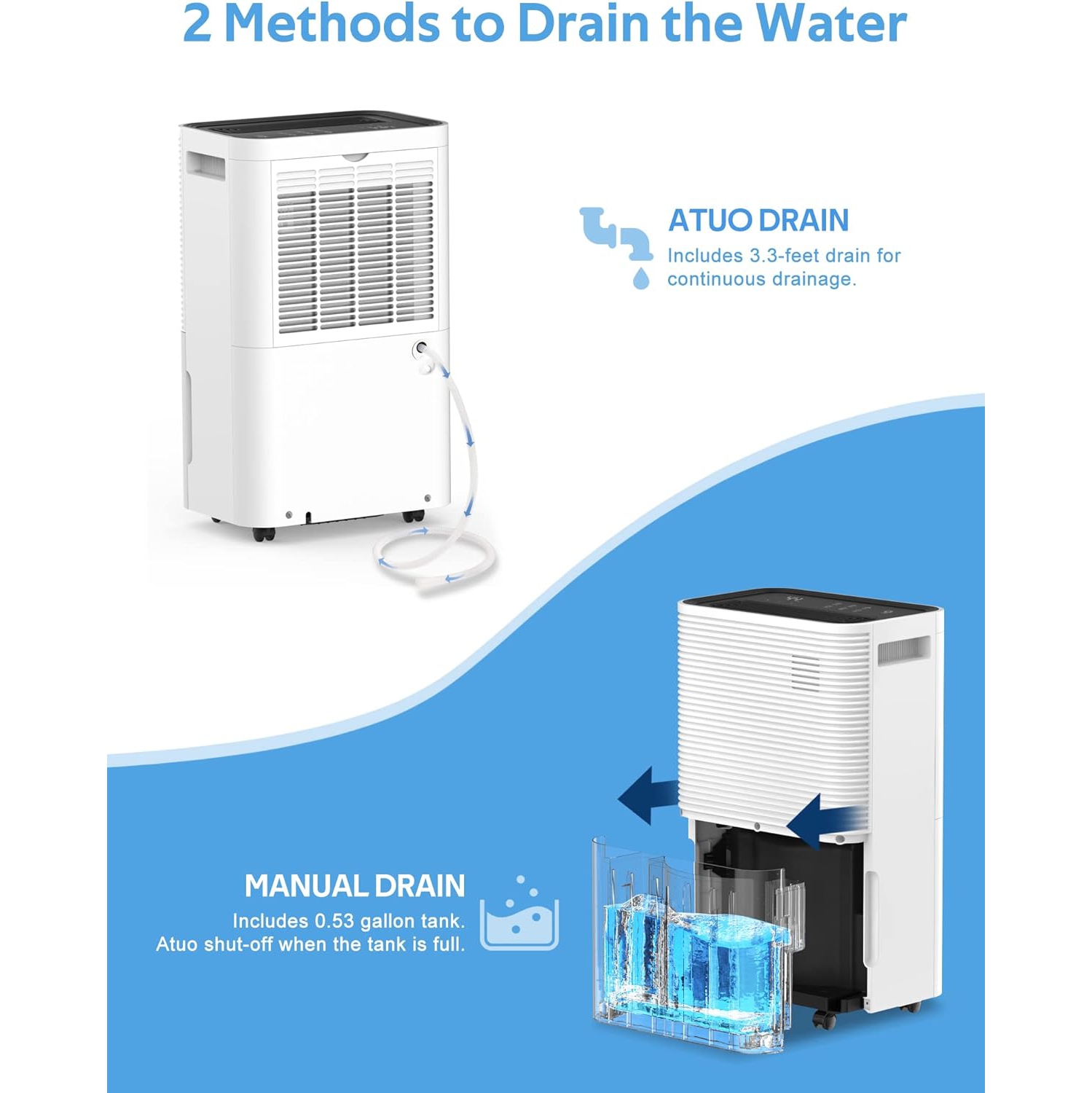 Dehumidifiers for Home, Bathroom, Bedroom, 45 Pints Dehumidifier with Auto Defrost, 4L Water Tank, White