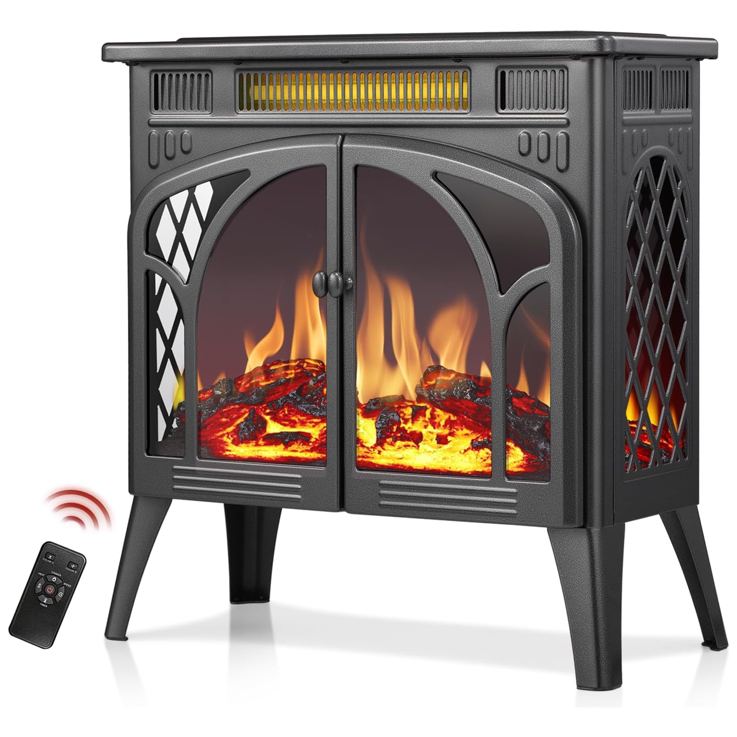 Antarctic Star Infrared Classic Electric Fireplace Stove, Freestanding Fireplace Heater Adjustable Brightness and Color, Overheating Protection,GREY