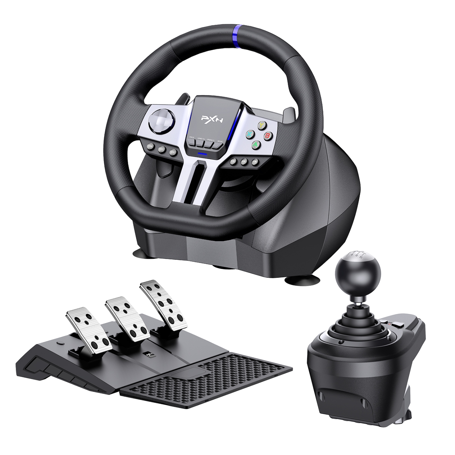 PXN PC Steering Wheel, V9 GEN2 Universal Usb Car Sim 270/900 Degree Race Steering Wheel with 3-Pedals and Shifter Bundle for PC, Xbox One, Xbox Series X/S, PS4, PS3, Switch