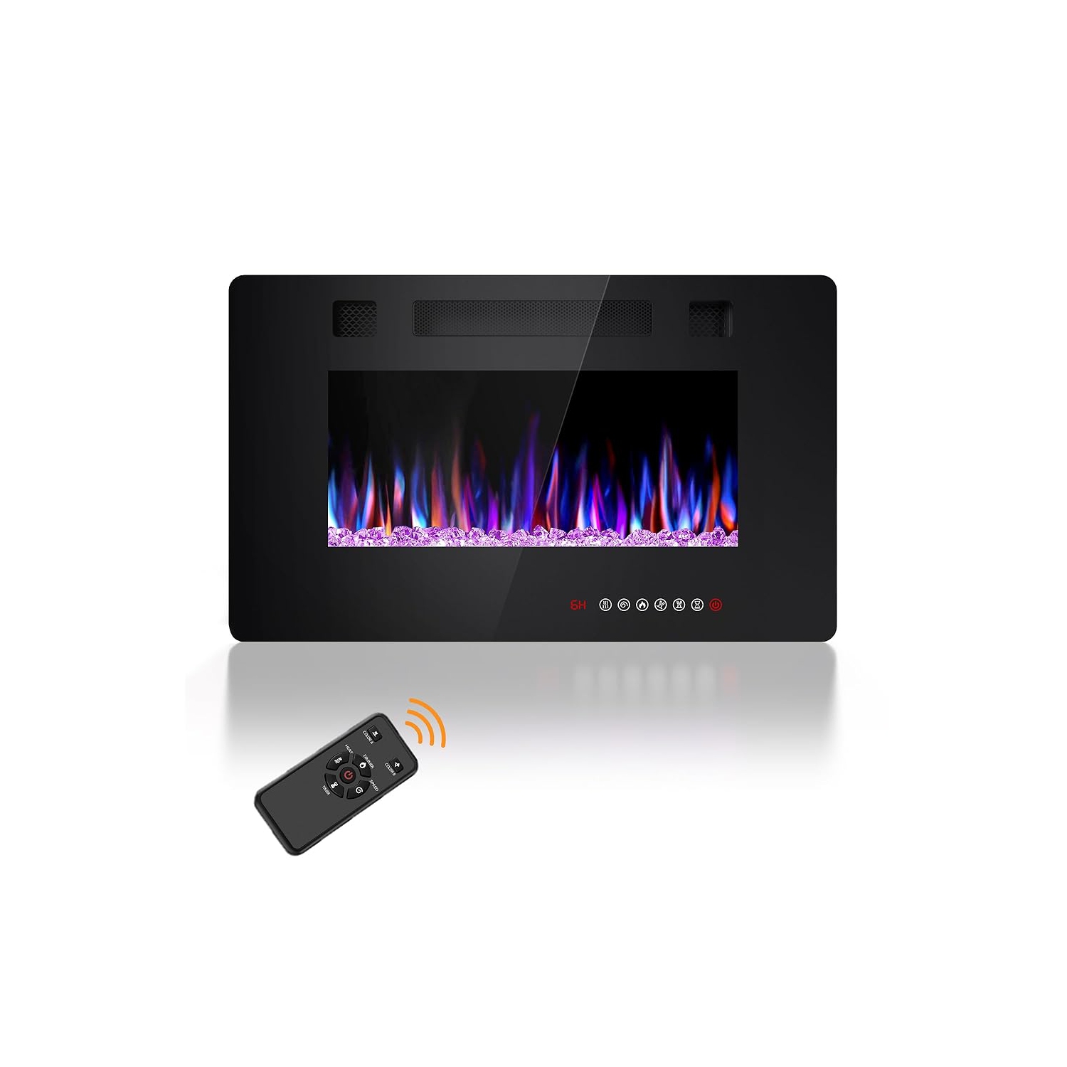 30 inch Wall Mounted Recessed Electric Fireplace Insert Flush Mount Linear Fireplace, Ultra-Thin Lightweight LED Fireplace Heater Fit 2x4&2x6 Stud