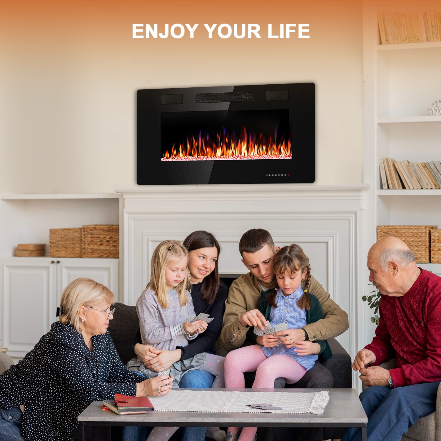 30 inch Wall Mounted Recessed Electric Fireplace Insert Flush Mount Linear Fireplace, Ultra-Thin Lightweight LED Fireplace Heater Fit 2x4&2x6 Stud