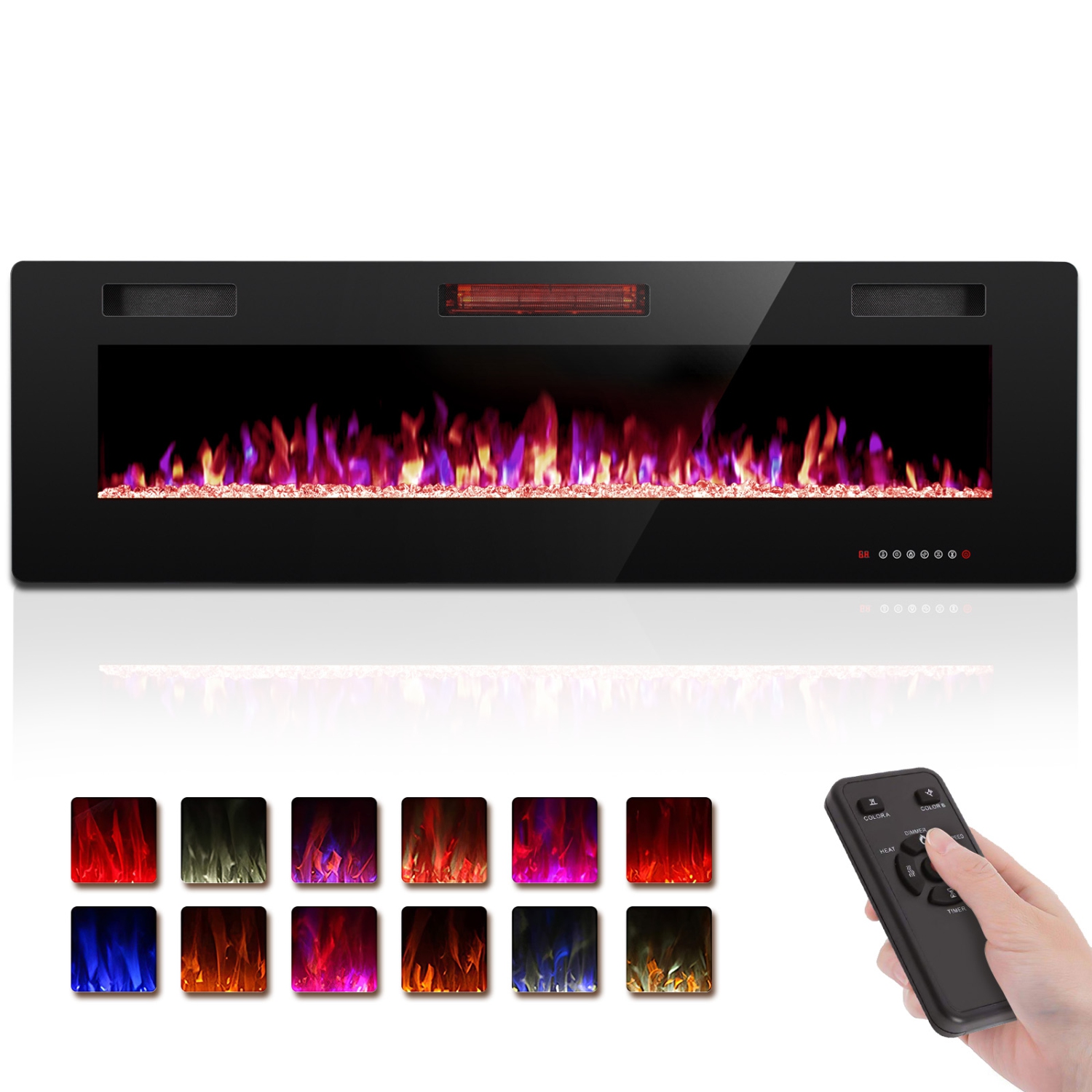 Antarctic Star 68 inch Wall Mounted Recessed Electric Fireplace Insert Flush Mount Linear Fireplace, Ultra-Thin Lightweight LED Fireplace Heater Fit