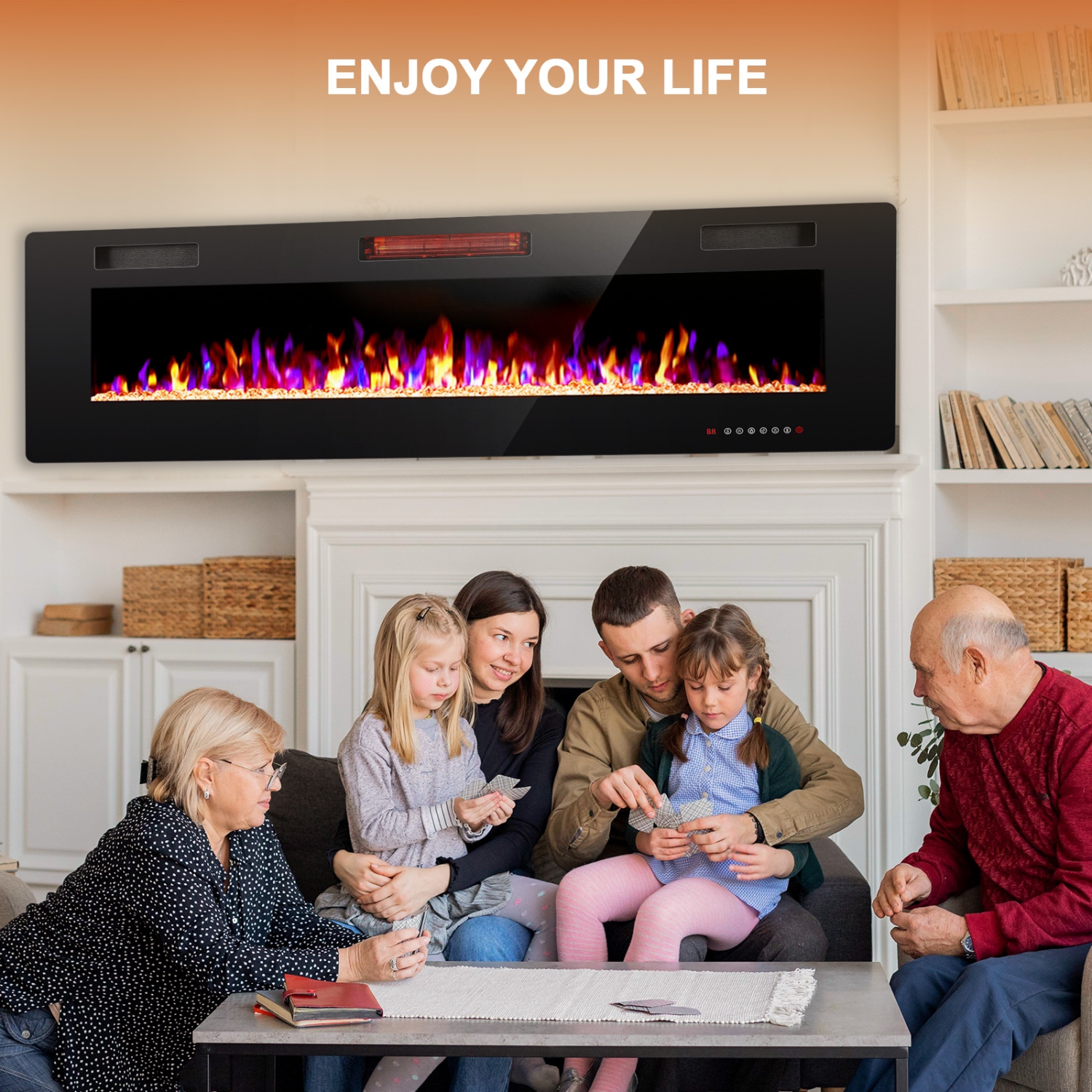 Antarctic Star 68 inch Wall Mounted Recessed Electric Fireplace Insert Flush Mount Linear Fireplace, Ultra-Thin Lightweight LED Fireplace Heater Fit